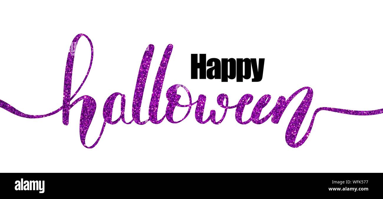 Happy Halloween Typografie in Violett glitter Stockfoto