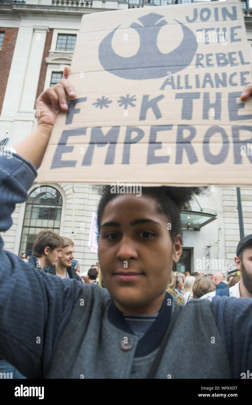 Protest gegen proroguing Parlament 31.08.2019 in Leeds nahm Stockfoto