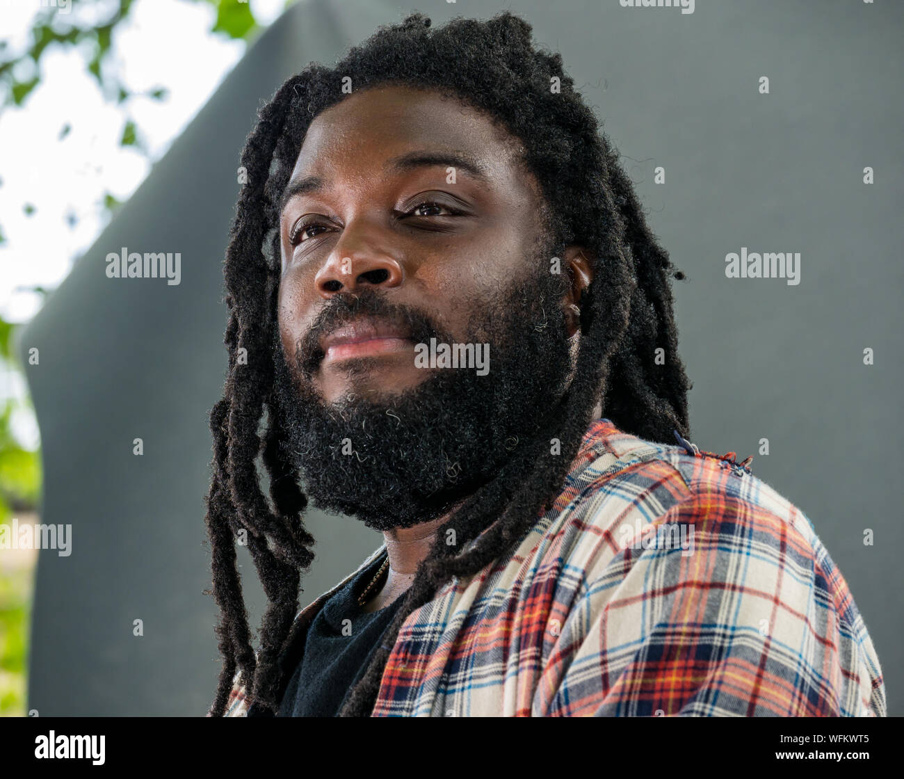 Jason Reynolds, US-amerikanischer Autor in Edinburgh International Book Festival 2019, Schottland, Großbritannien Stockfoto
