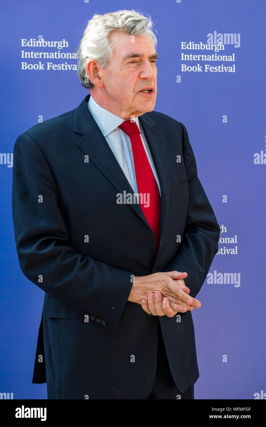 Gordon Brown, der ehemalige Premierminister und Führer der Labour Party in Edinburgh International Book Festival 2019, Schottland, Großbritannien Stockfoto