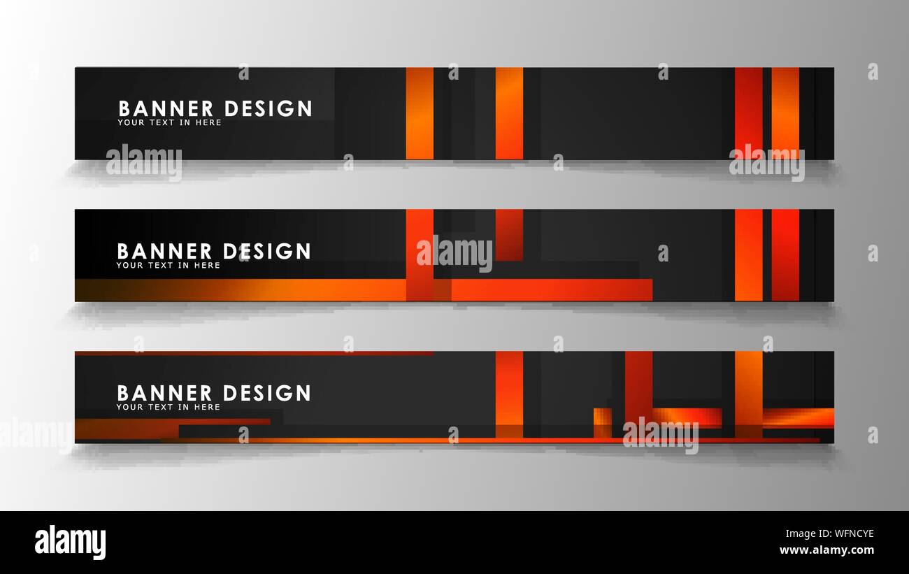 Abstrakte geometrische und rechteckiges Muster Banner mit orange Gradienten Stock Vektor