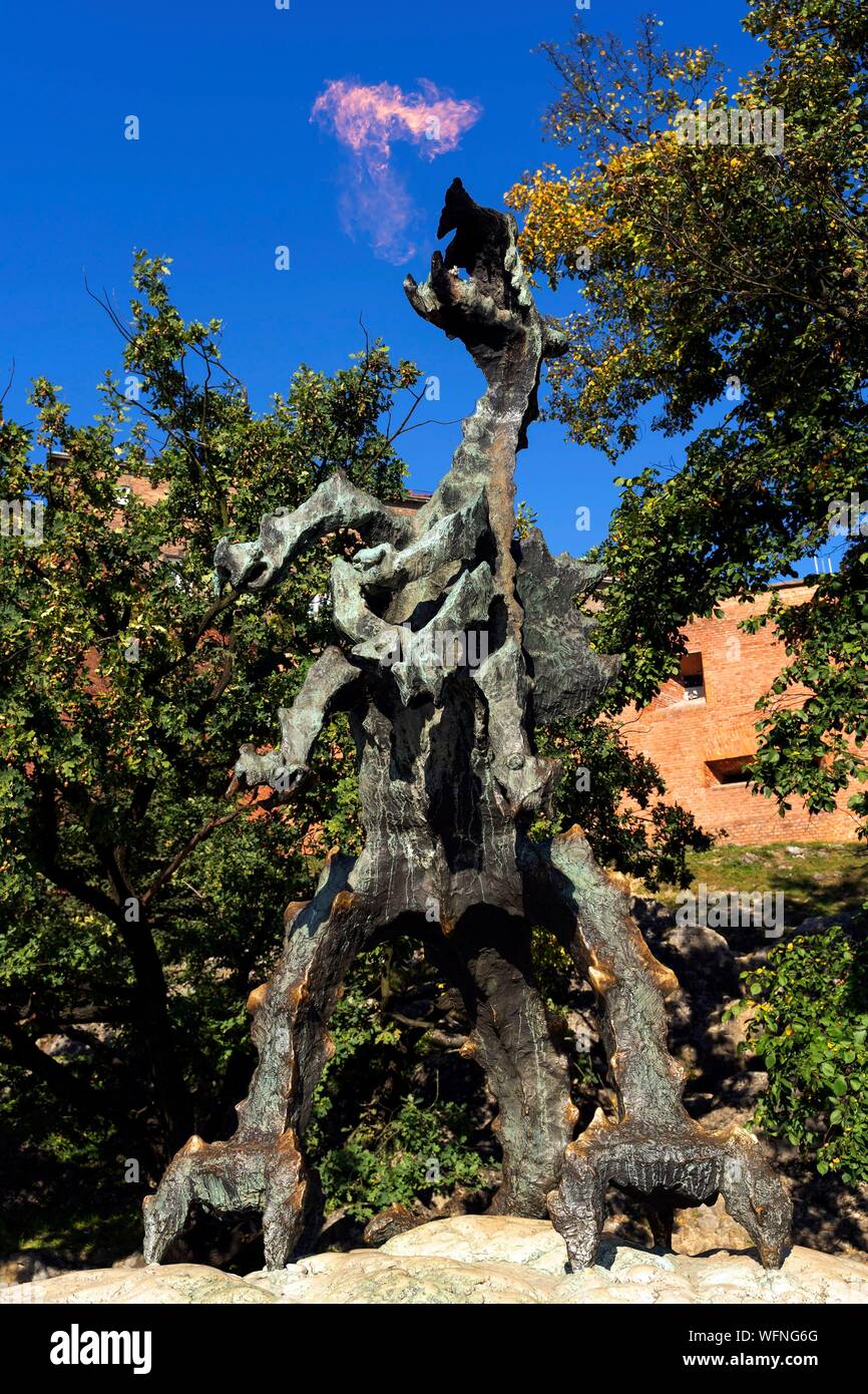 Polen, voïvodie Kleinpolen, Krakau, Stare Miasto Bezirk, Weltkulturerbe, Altstadt, rund um die Stadtmauer, das Schloss Wawel Dragon Stockfoto