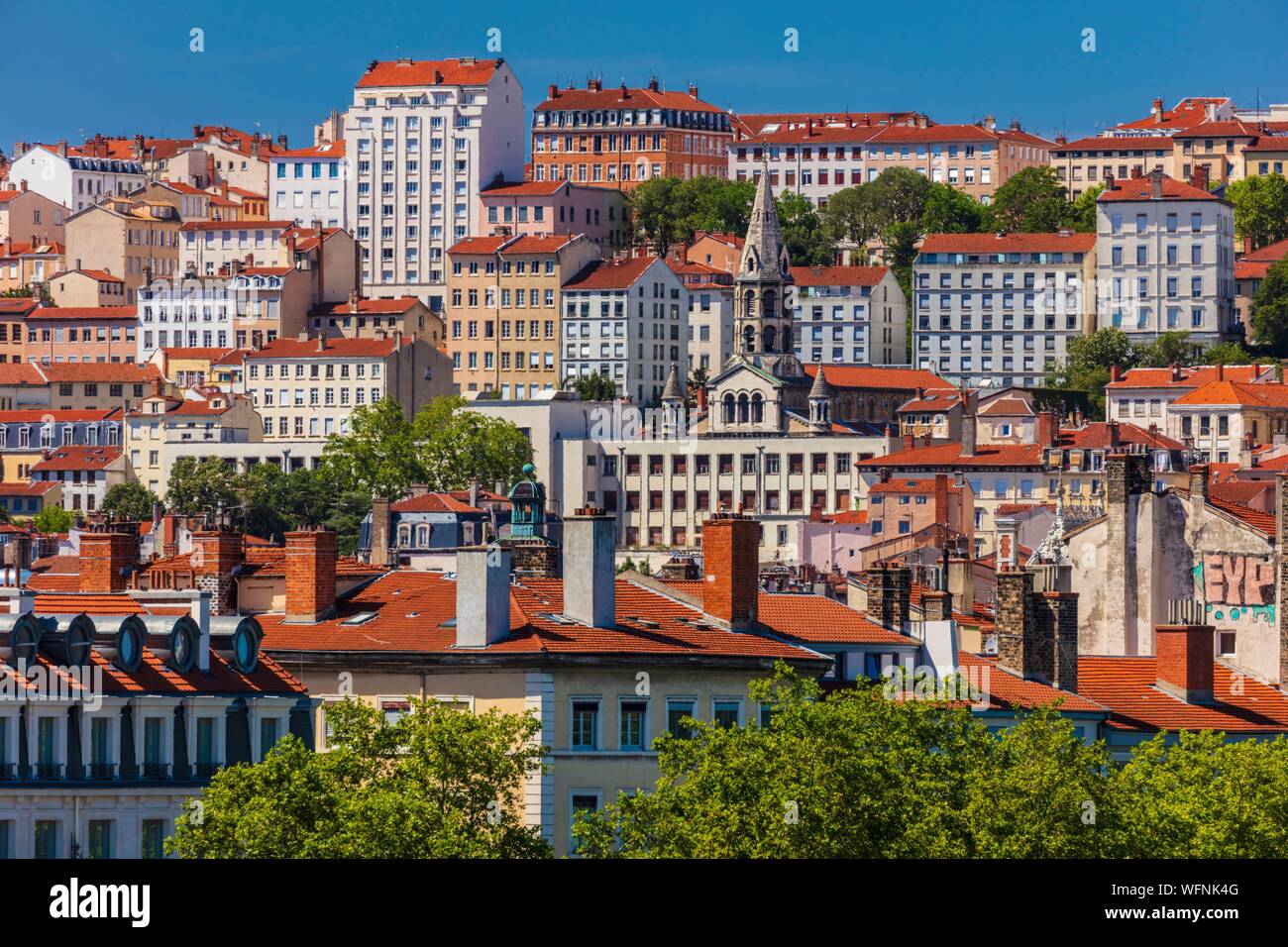 Frankreich, Rhone, Lyon, historische Stätte als Weltkulturerbe von der UNESCO, der Croix-Rousse Bezirk und Bon-Pasteur Kirche Stockfoto