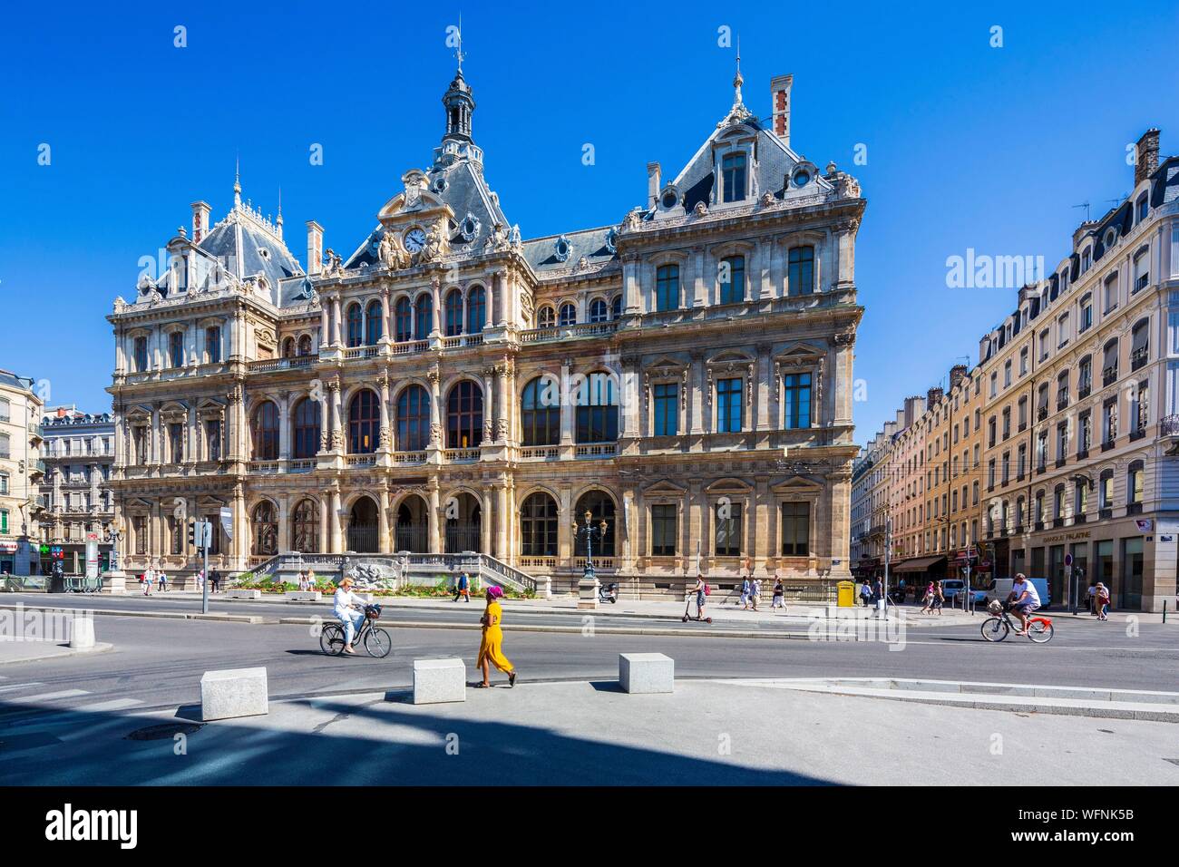 Frankreich, Rhone, Lyon, historische Stätte als Weltkulturerbe von der UNESCO, Ort der Cordeliers, Palais de la Bourse de Lyon, Palast der Lyon Börse oder Palast der Handel Stockfoto