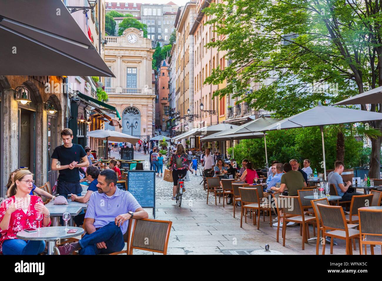 Frankreich, Rhone, Lyon, historische Stätte als Weltkulturerbe von der UNESCO, Vieux Lyon (Altstadt), Place du Ändern und Montee du ändern Stockfoto