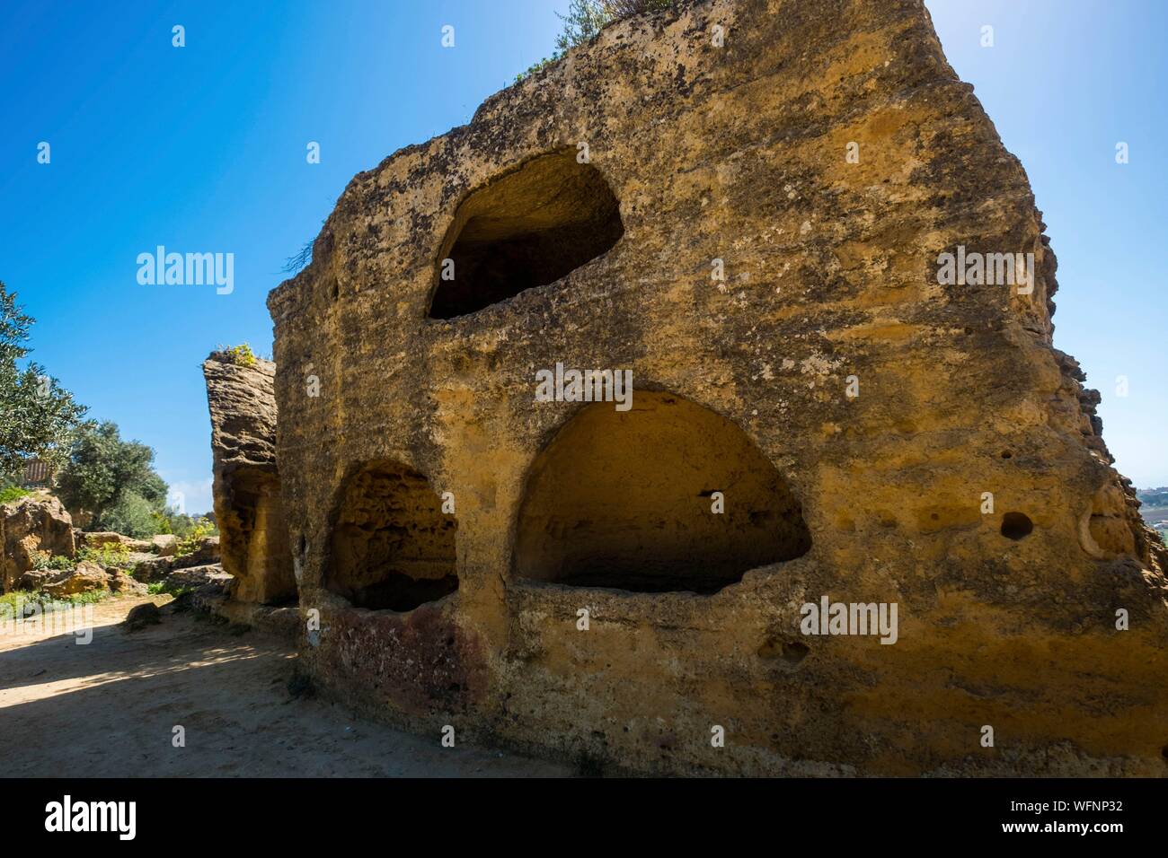 Italien, Sizilien, Agrigente, archäologische Park der Tal der Tempel ein UNESCO Weltkulturerbe, Paleo-Christian Nekropole Stockfoto