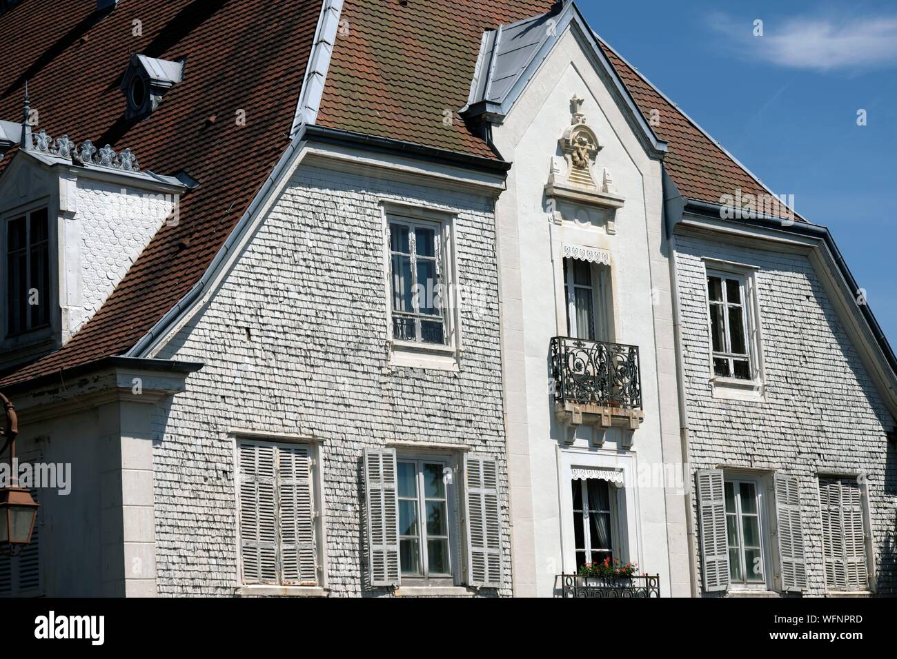 Frankreich, Territoire de Belfort, Giromagny, Rue des Mineurs, die mazarin Haus vom späten 17. und frühen 19. Jahrhundert, dem ehemaligen Haus der Minen Gericht Gegründet 1564 durch den Gerichtsvollzieher von Mazarin, Herr von Belfort Stockfoto