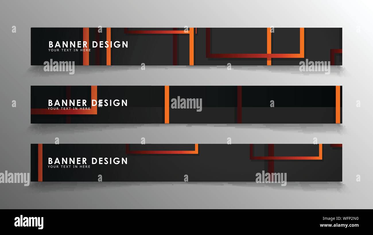 Abstrakte geometrische und rechteckiges Muster Banner mit orange Gradienten Stock Vektor