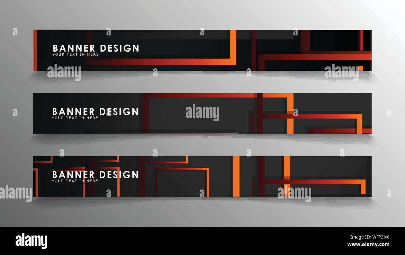 Abstrakte geometrische und rechteckiges Muster Banner mit orange Gradienten Stock Vektor