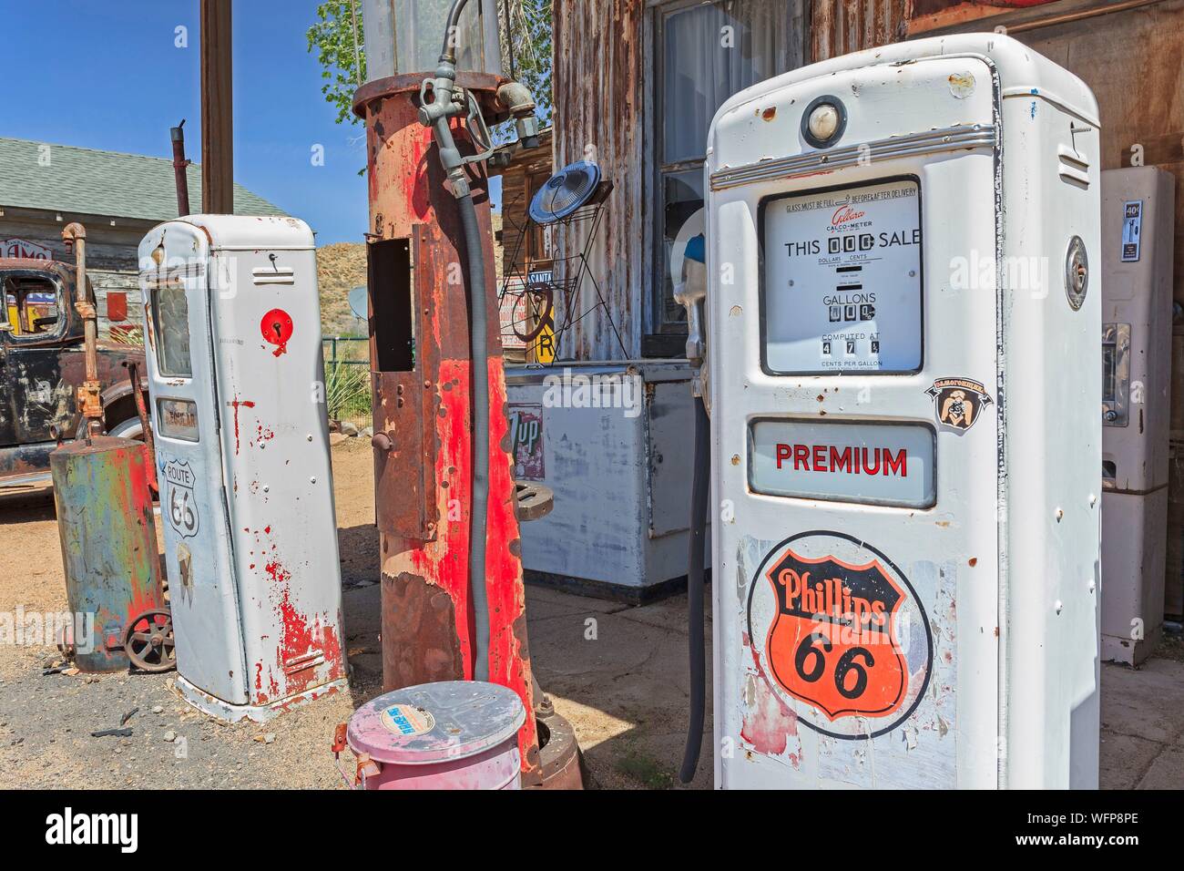 United States, Florida, Route 66, Hackberry, Hackberry General Store und Gas Station Stockfoto