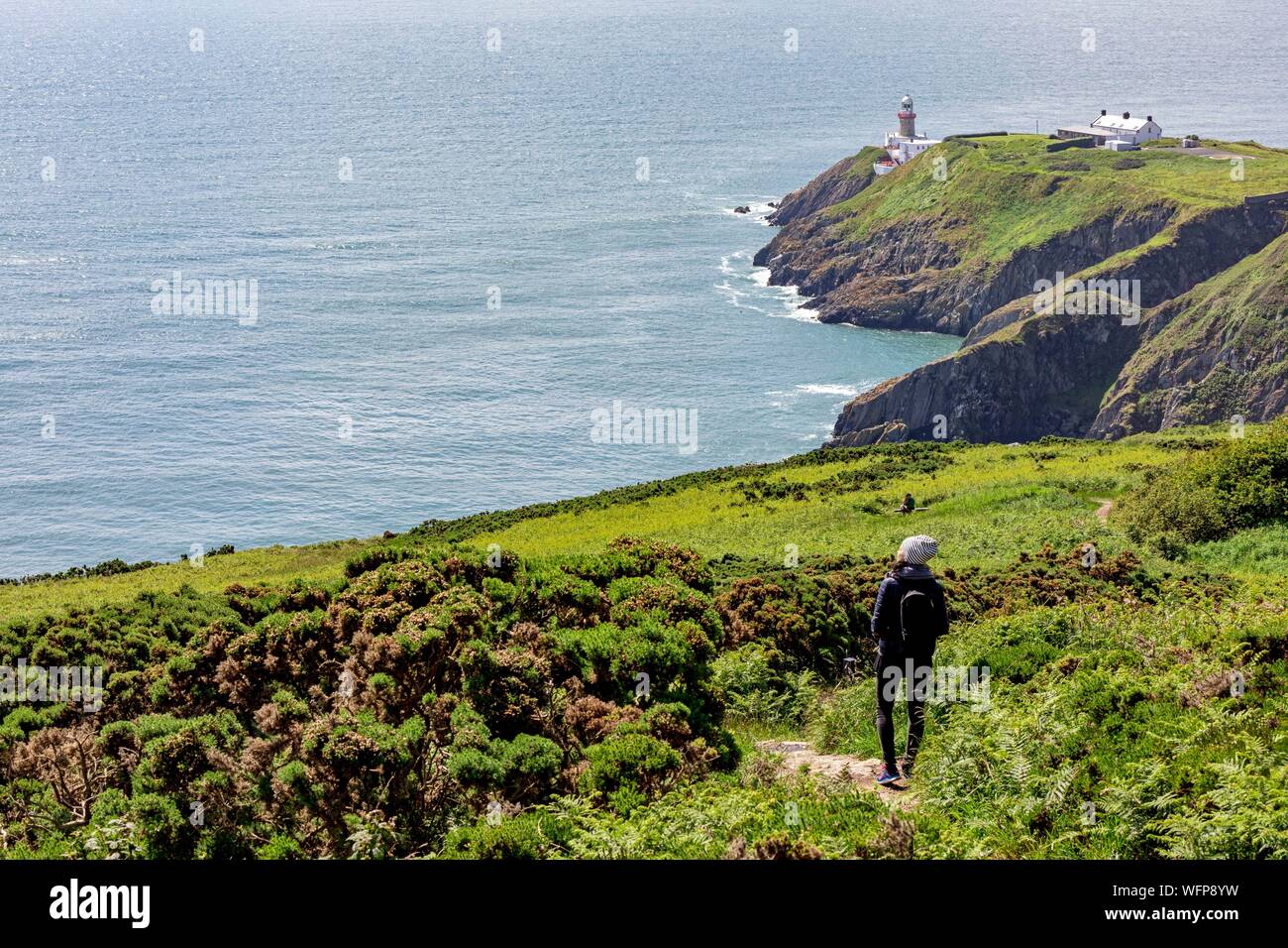 Irland, Fingal County Dublin, nördlichen Vororte, Howth, cliff Wanderwege, Baily Lighthouse Stockfoto