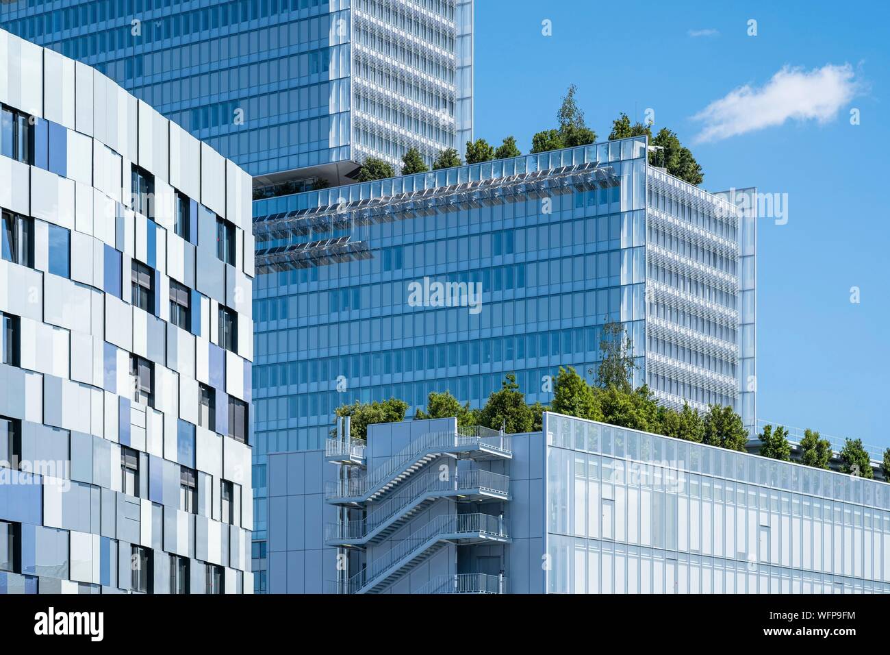 Frankreich, Paris, Clichy-Batignolles eco - Bezirk, Cité Judiciaire de Paris von dem Architekten Renzo Piano sammelt District Courts entworfen, das Hohe Gericht in Paris und die regionale Ausrichtung der Kriminalpolizei Stockfoto