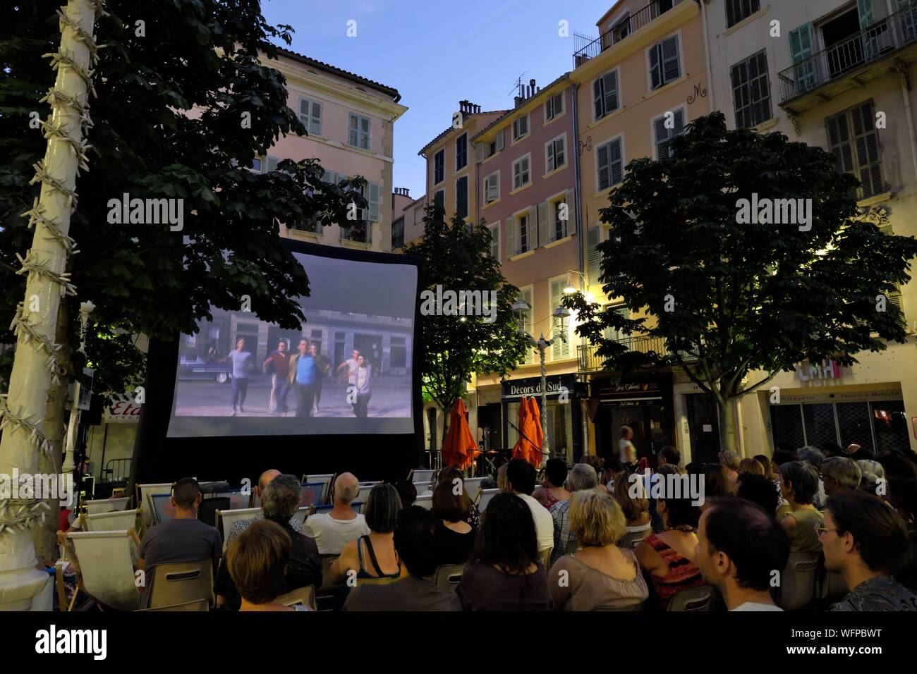 Frankreich, Var, Toulon, Puget, Open-Air-Kino, Abend im Juni, organisiert von Le Liberte - Theater Stockfoto