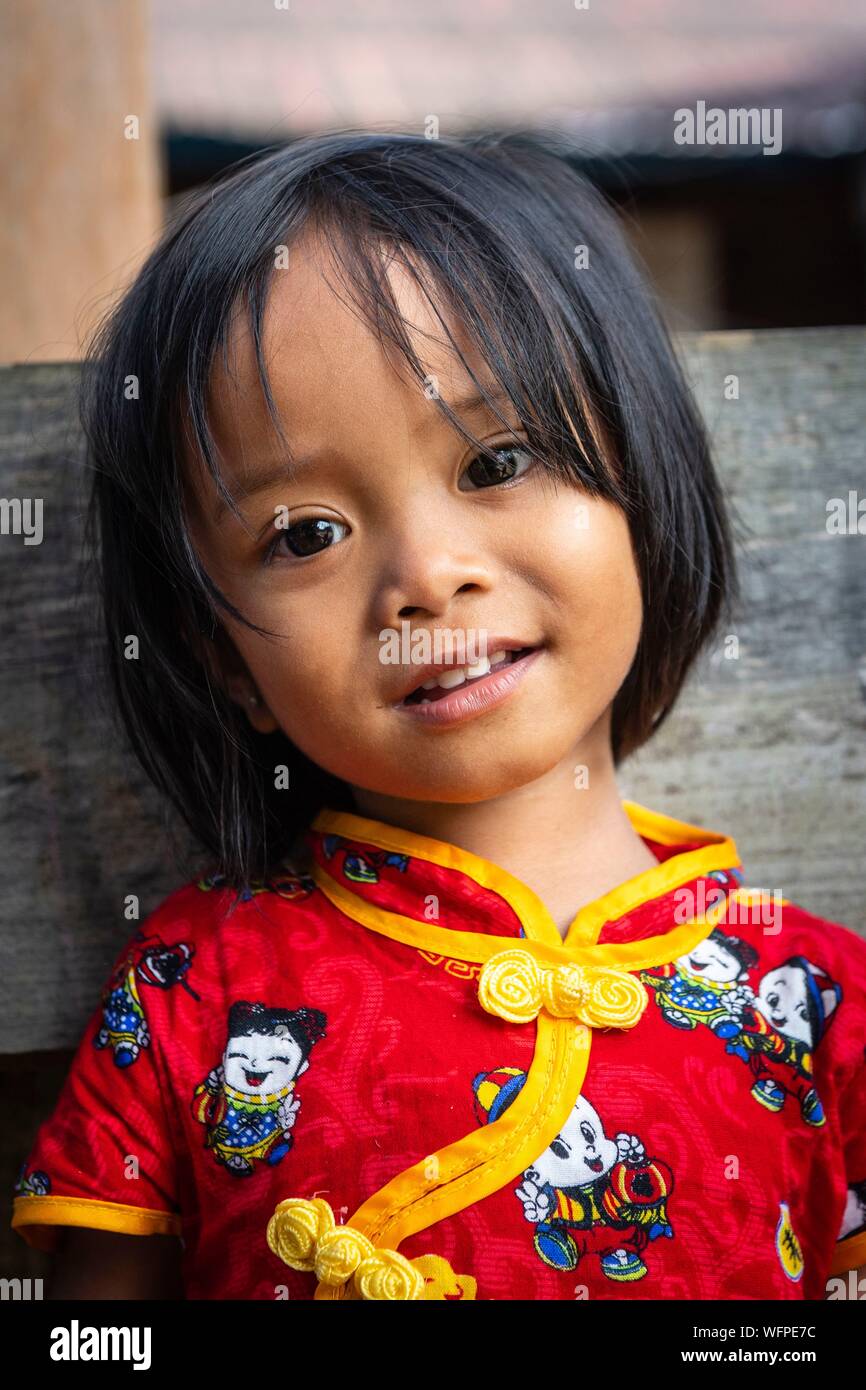 Indonesien, Insel Sulawesi, Toraja Land, Tana Toraja, Rantepao, Lempo, girl portrait Stockfoto