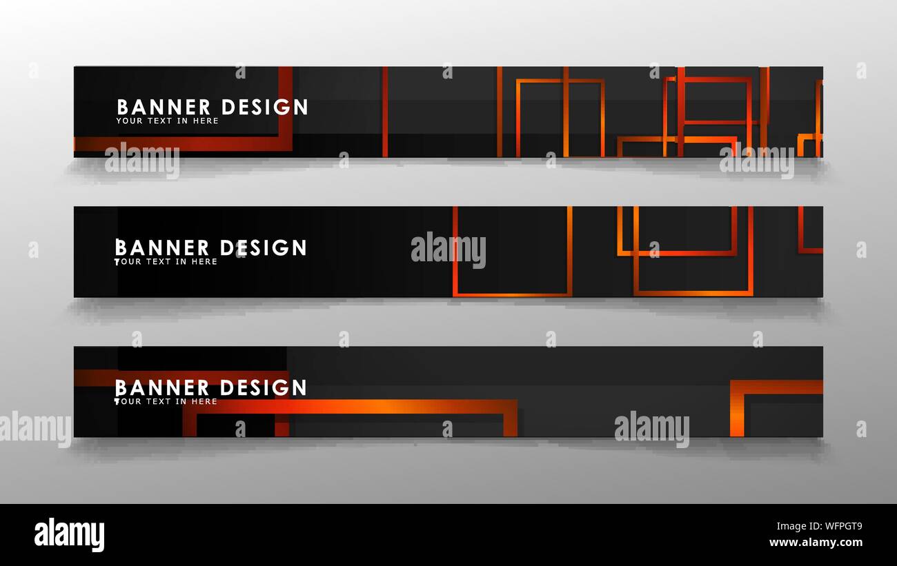 Abstrakte geometrische und rechteckiges Muster Banner mit orange Gradienten Stock Vektor
