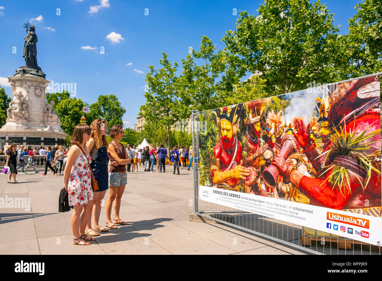 Frankreich, Paris, den Platz der Republik gepflanzt für die Veranstaltung Biodiversität 2019 Vom 21. bis zum 24. Juni 2019 (Gad Weil) Stockfoto