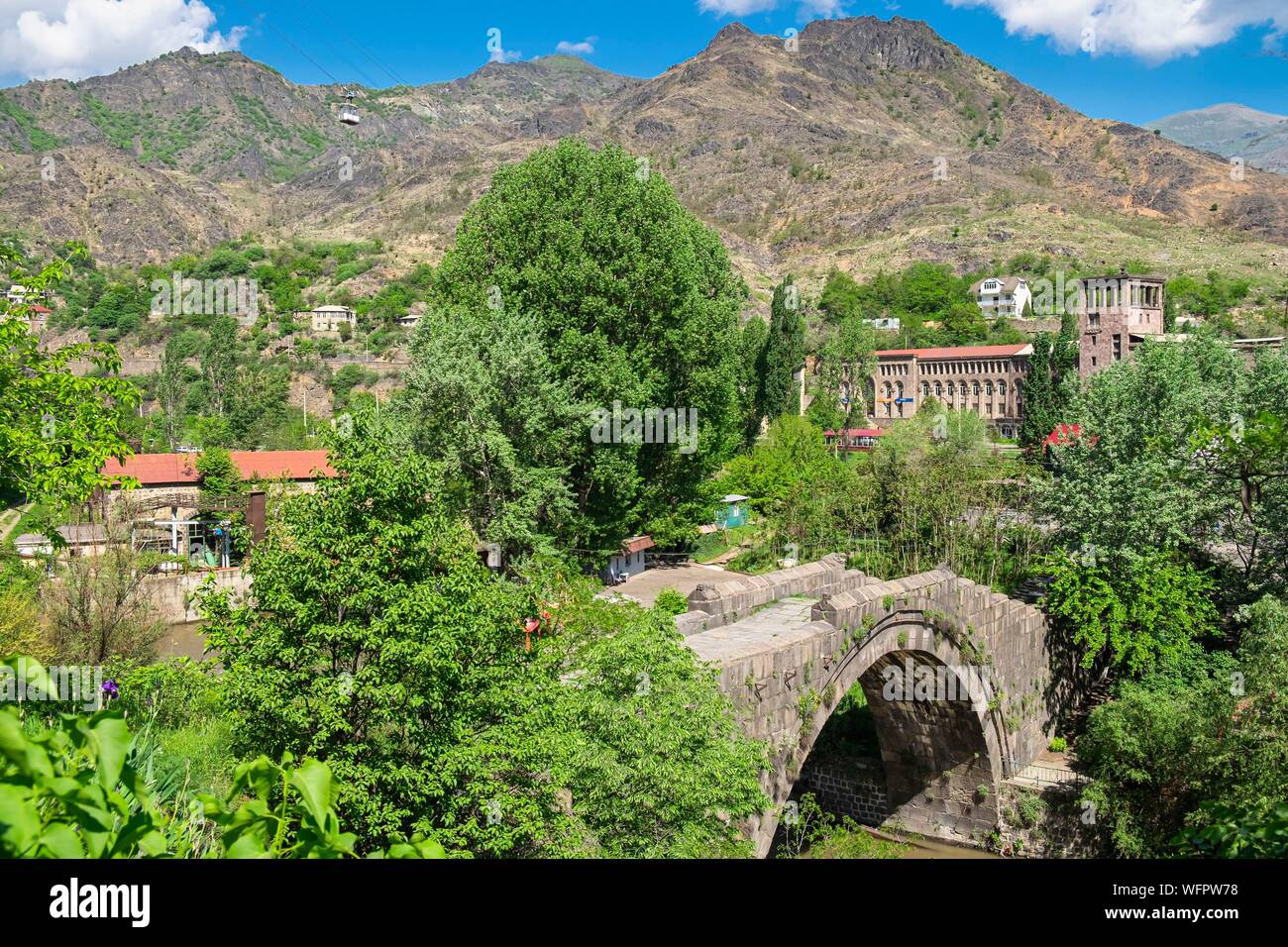 Armenien, Lorri region, Debed Tal, Alaverdi, Sanahin Brücke, 12. Jahrhundert, mittelalterliche Brücke über Debed Fluss Stockfoto