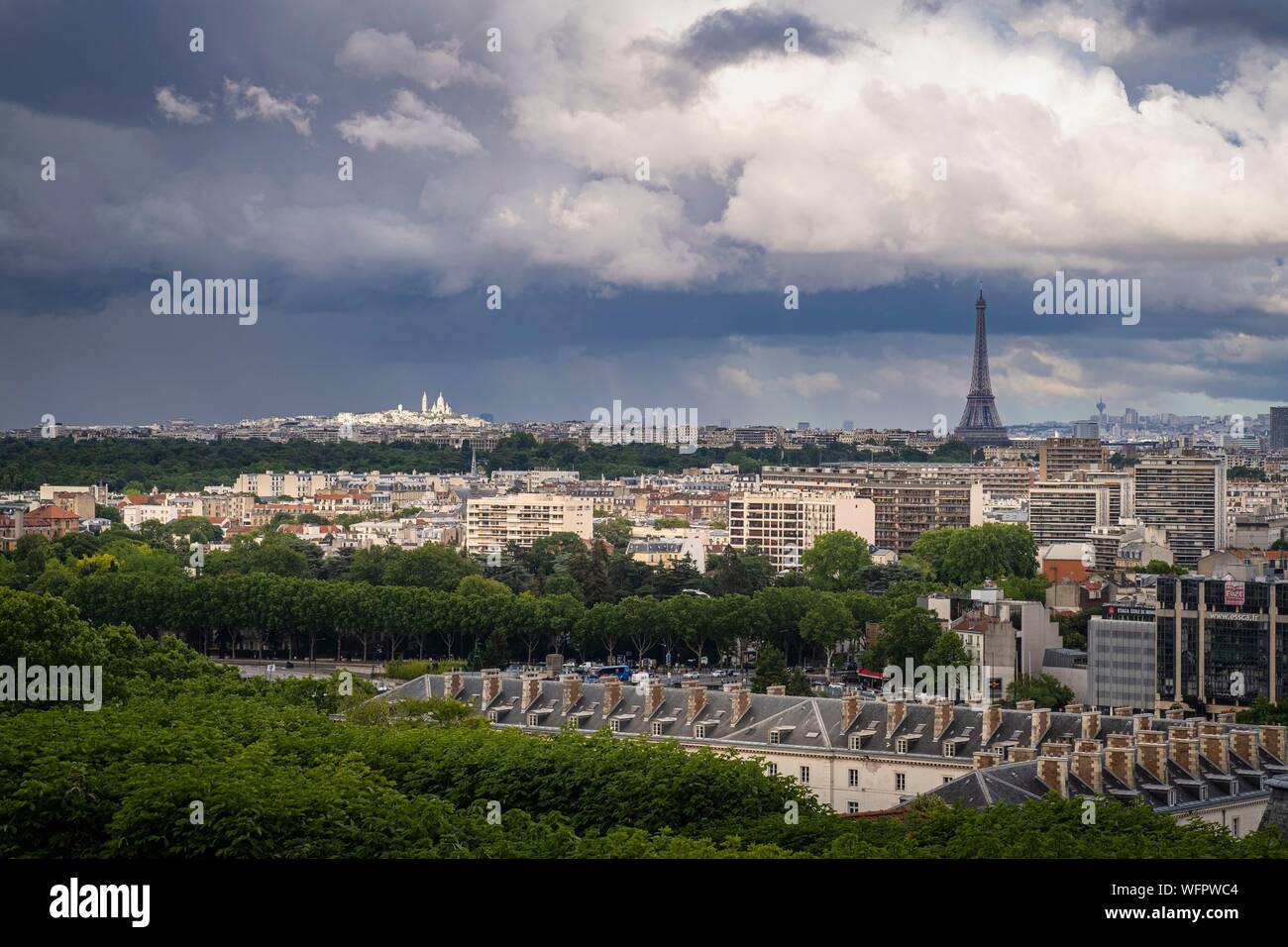 Frankreich, Hauts-de-Seine, Paris, Domaine national de Paris oder Parc de Saint-Cloud, Panoramablick über Paris Stockfoto