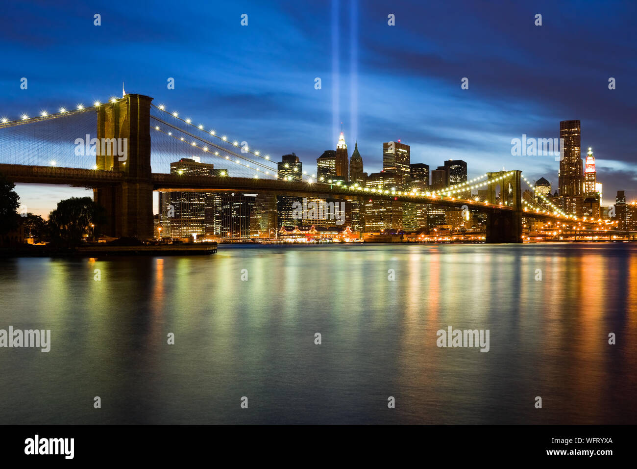 911 Light Memorial in New York City Stockfoto