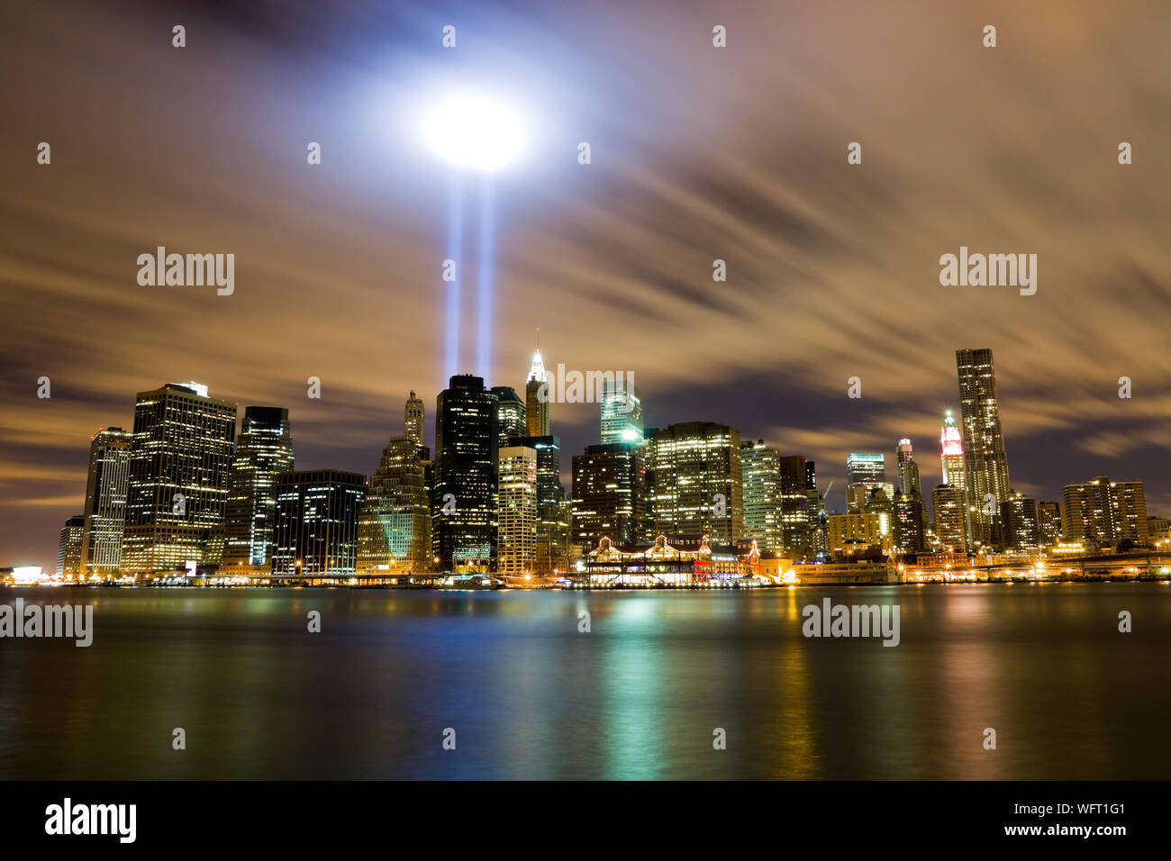 911 Light Memorial in New York City Stockfoto