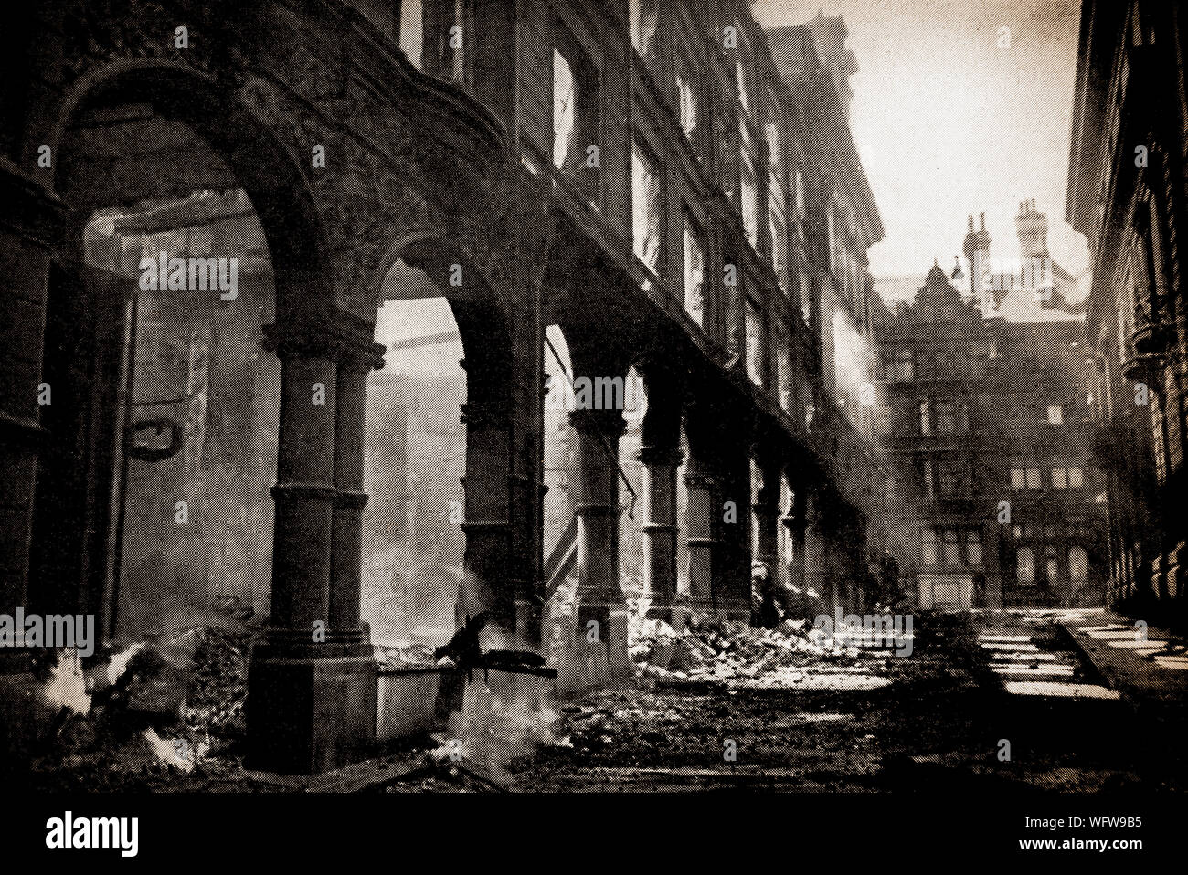 Die Überreste der Cook Street Arcade nach einem Deutschen Luftangriff während der Überraschungsangriff auf Liverpool zwischen August 1940 und Januar 1942. Stockfoto