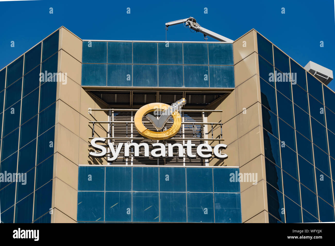 Blick auf die Symantec Gebäude und Logo in Kent Street, Sydney, Australien Stockfoto