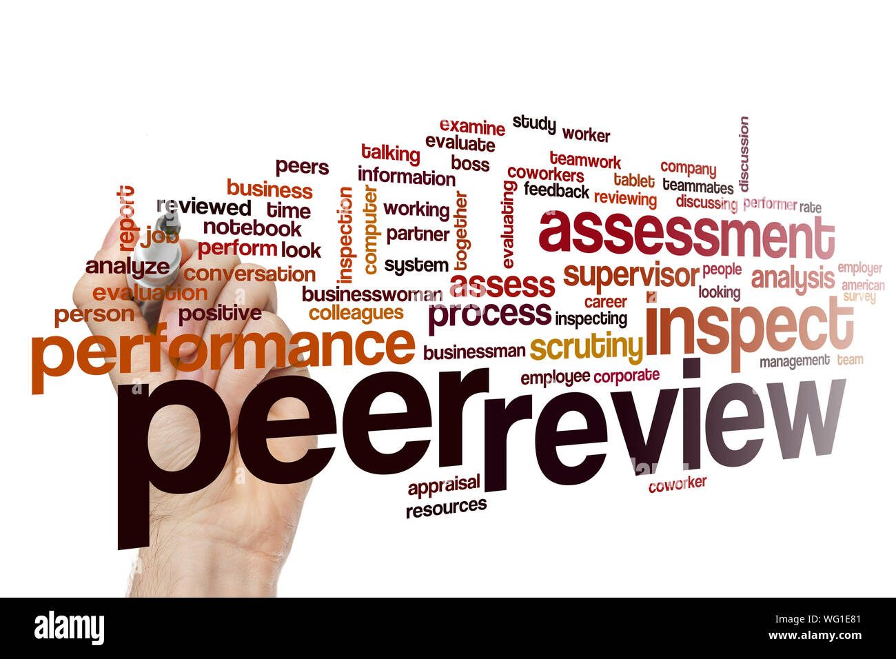 Peer review Wort cloud Konzept Stockfoto