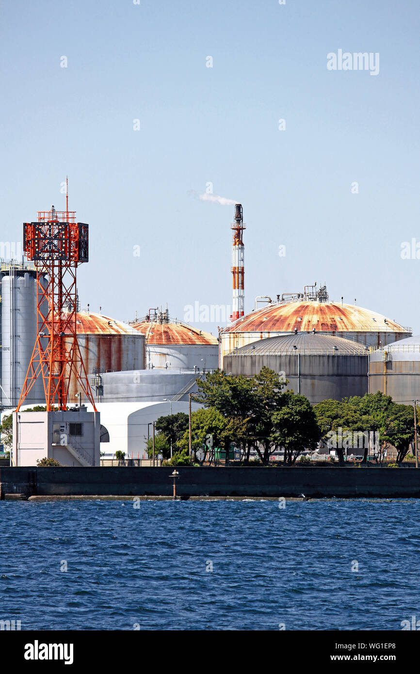 Seaside Industriegebiet in Kawasaki City, Japan Stockfoto