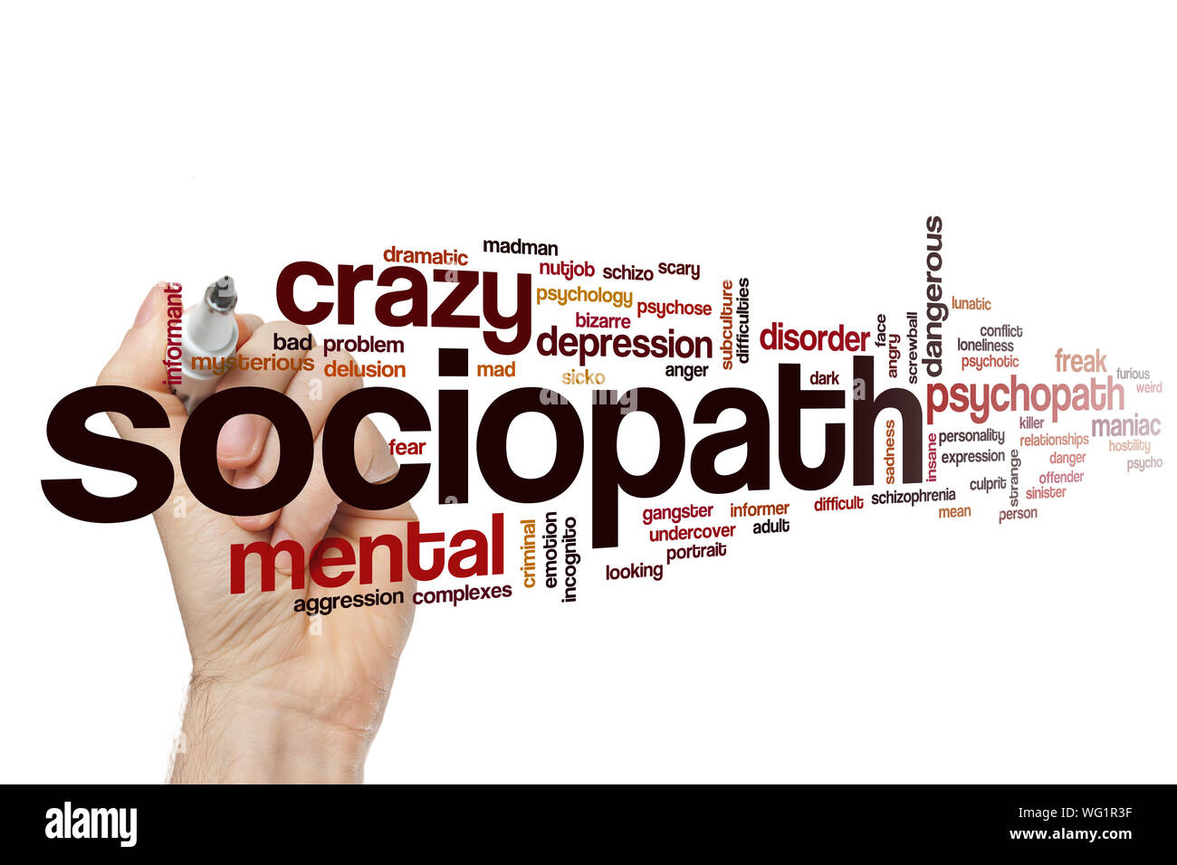 Soziopath Wort cloud Konzept Stockfoto