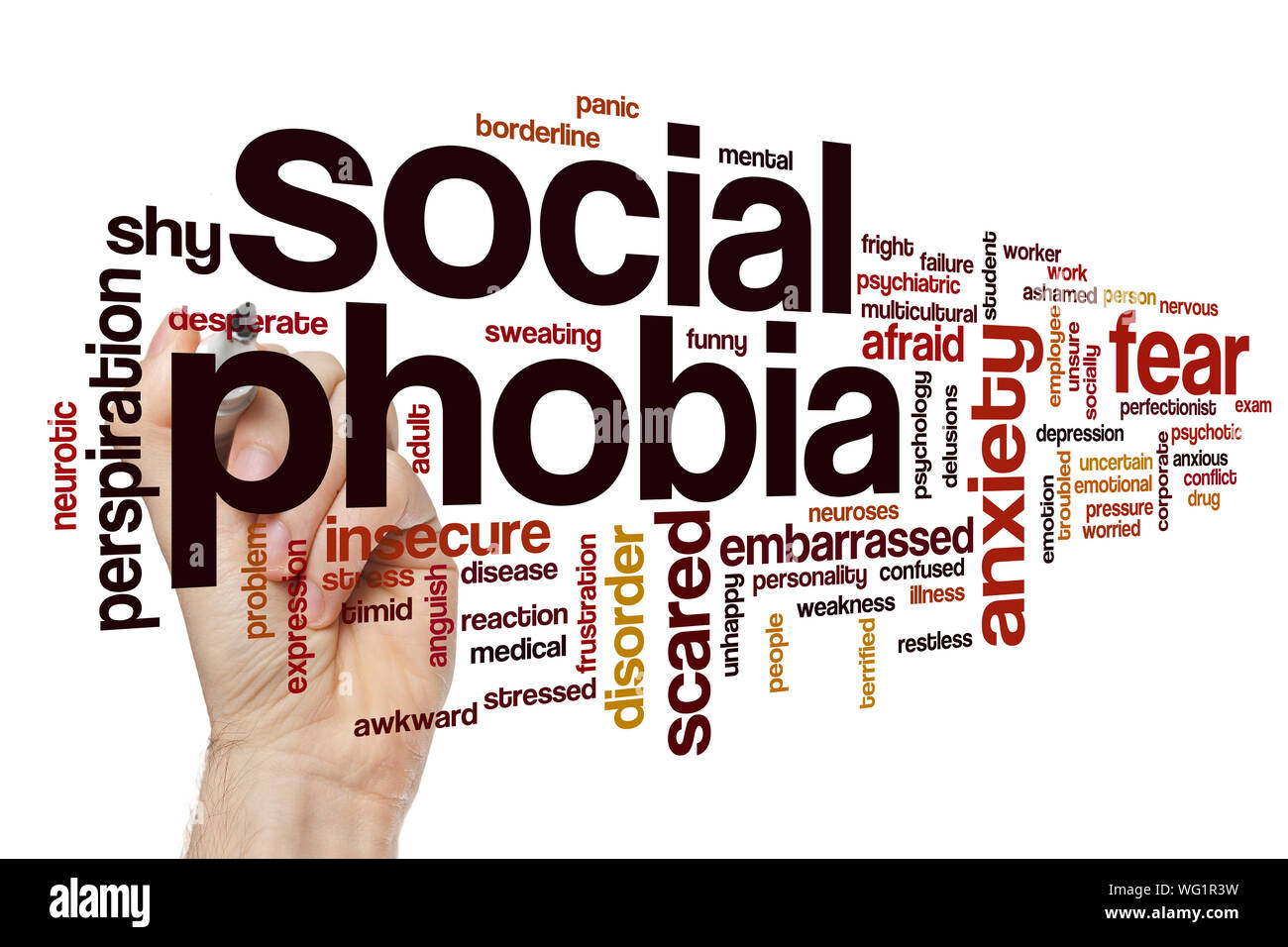 Soziale Phobie Wort cloud Konzept Stockfoto