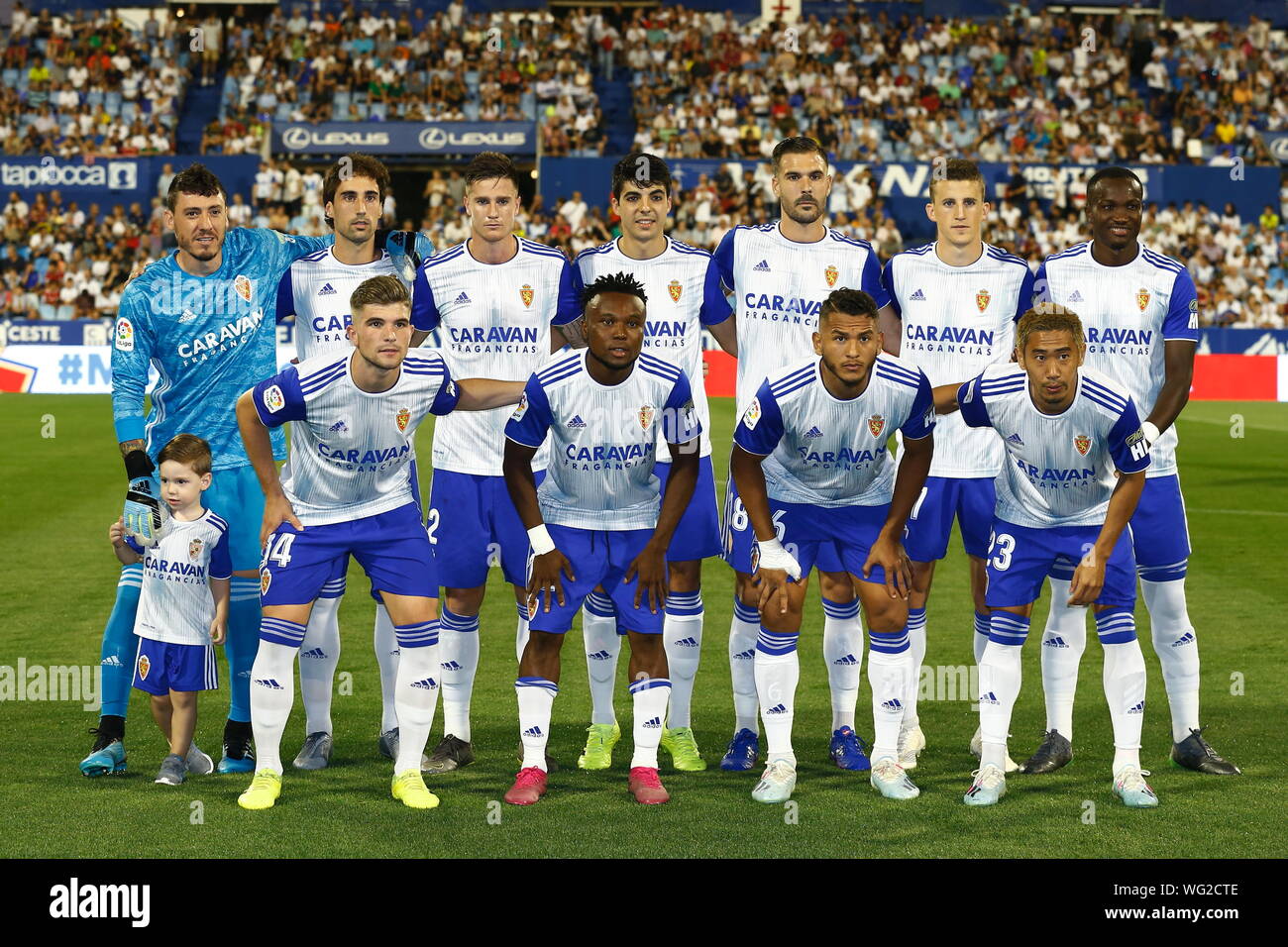 Zaragoza, Spanien. 30 Aug, 2019. Real Saragossa team Gruppe Line-up (Zaragoza) Fußball: Spanisch "La Liga SmartBank' Match zwischen Real Zaragoza 1-0 Elche CF im Estadio de La Romareda in Zaragoza, Spanien. Credit: mutsu Kawamori/LBA/Alamy leben Nachrichten Stockfoto