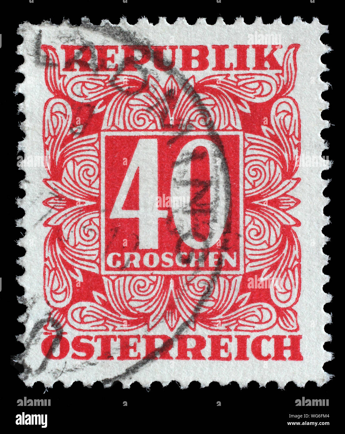 Stempel gedruckt in Österreich zeigt die Nummern, Nennwert Briefmarken, circa 1949. Stockfoto