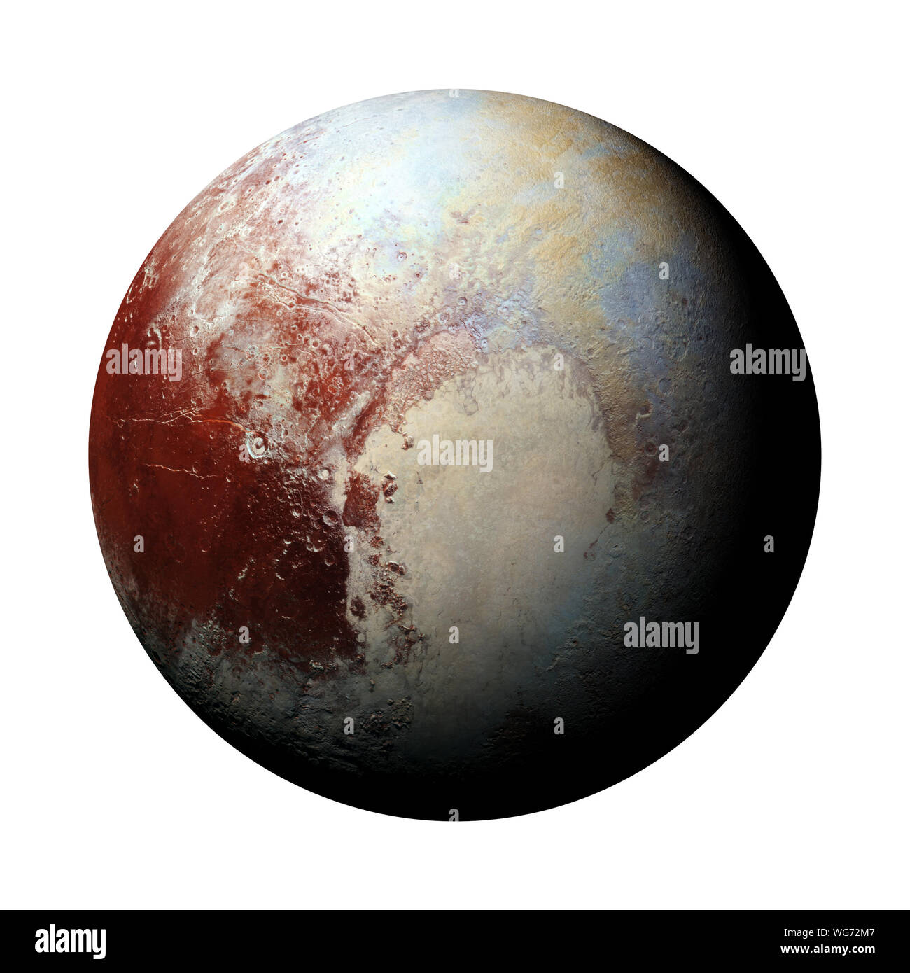 Zwergplanet Pluto isoliert auf weißem Hintergrund Stockfoto