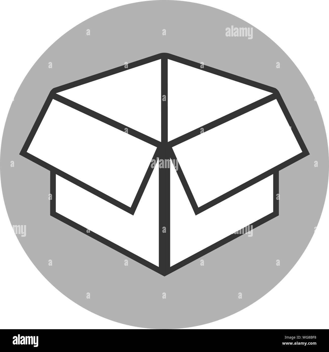 Einfache offenen Schwarzen und Weißen Karton oder Paket Symbol Vektor illustration Stock Vektor