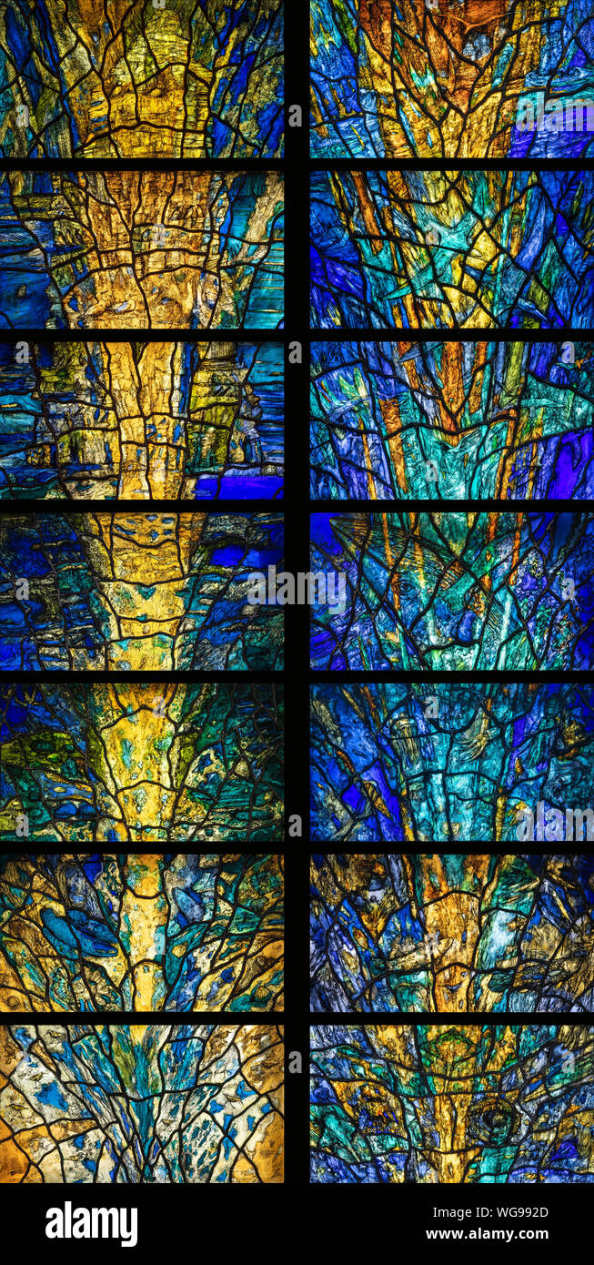 Den unteren Sieben der Nordosten und Südosten windows von Thomas Denny (2000), Emmanuel Kirche, Bridlington, Yorkshire, Großbritannien Stockfoto
