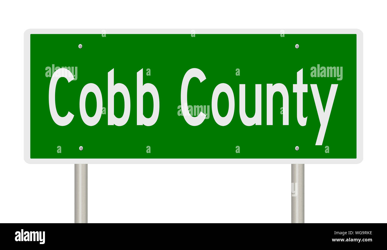 Rendering von einem grünen Hinweisschild für Cobb County Georgia Stockfoto