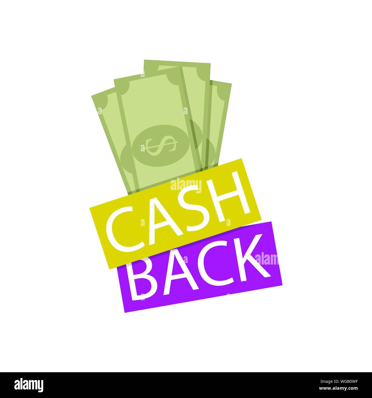Emblem cashback Service. Geld zurück, Belohnung für einen Vektor. Cash Back für Shopping, Big procents und illustratio profitly Service für Verbraucher Stock Vektor
