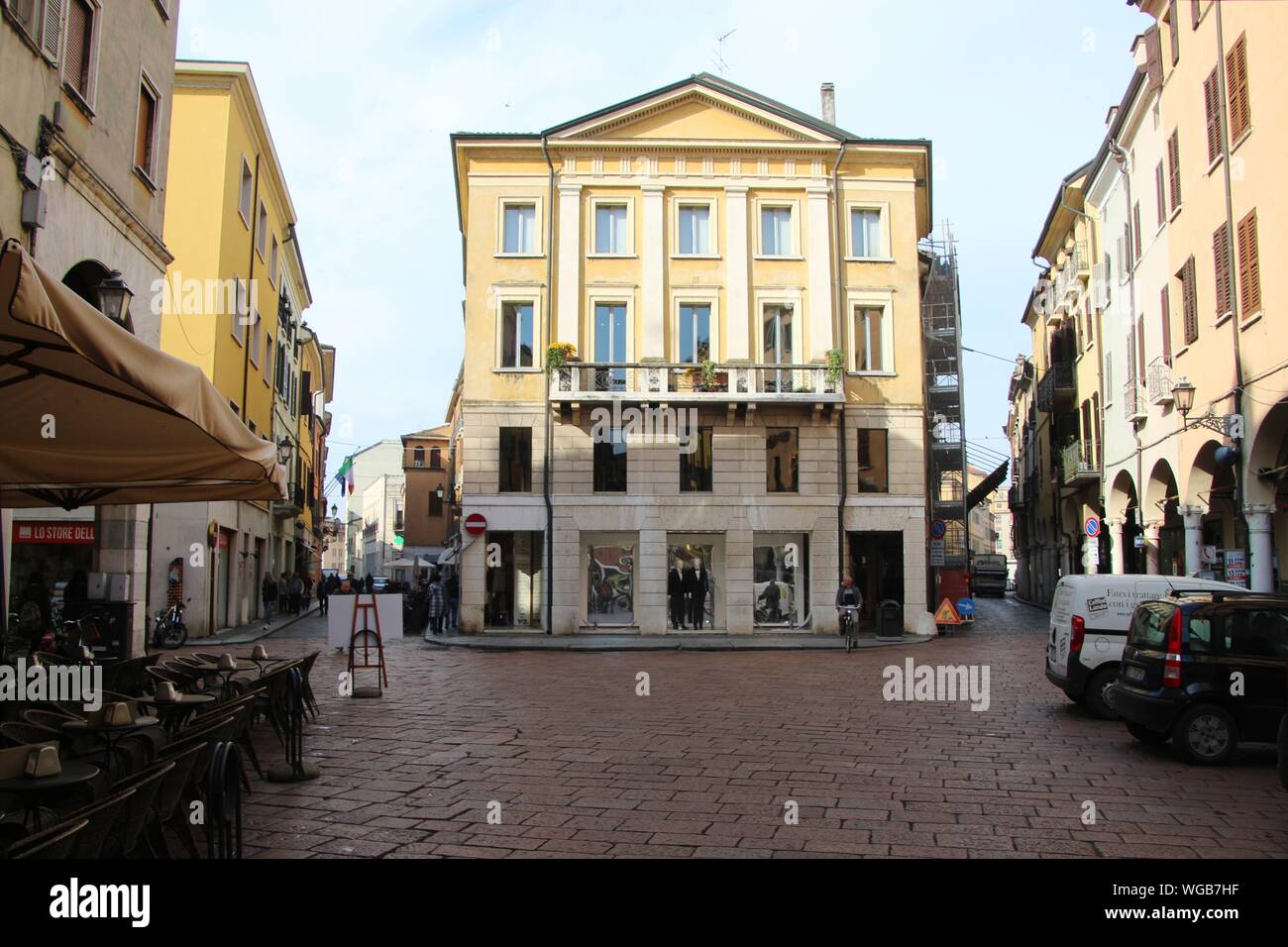 Mantua, Italien: Piazza Marco. Historische Gebäude in der Altstadt von Mantua. In Norditalien, in Südeuropa. Stockfoto