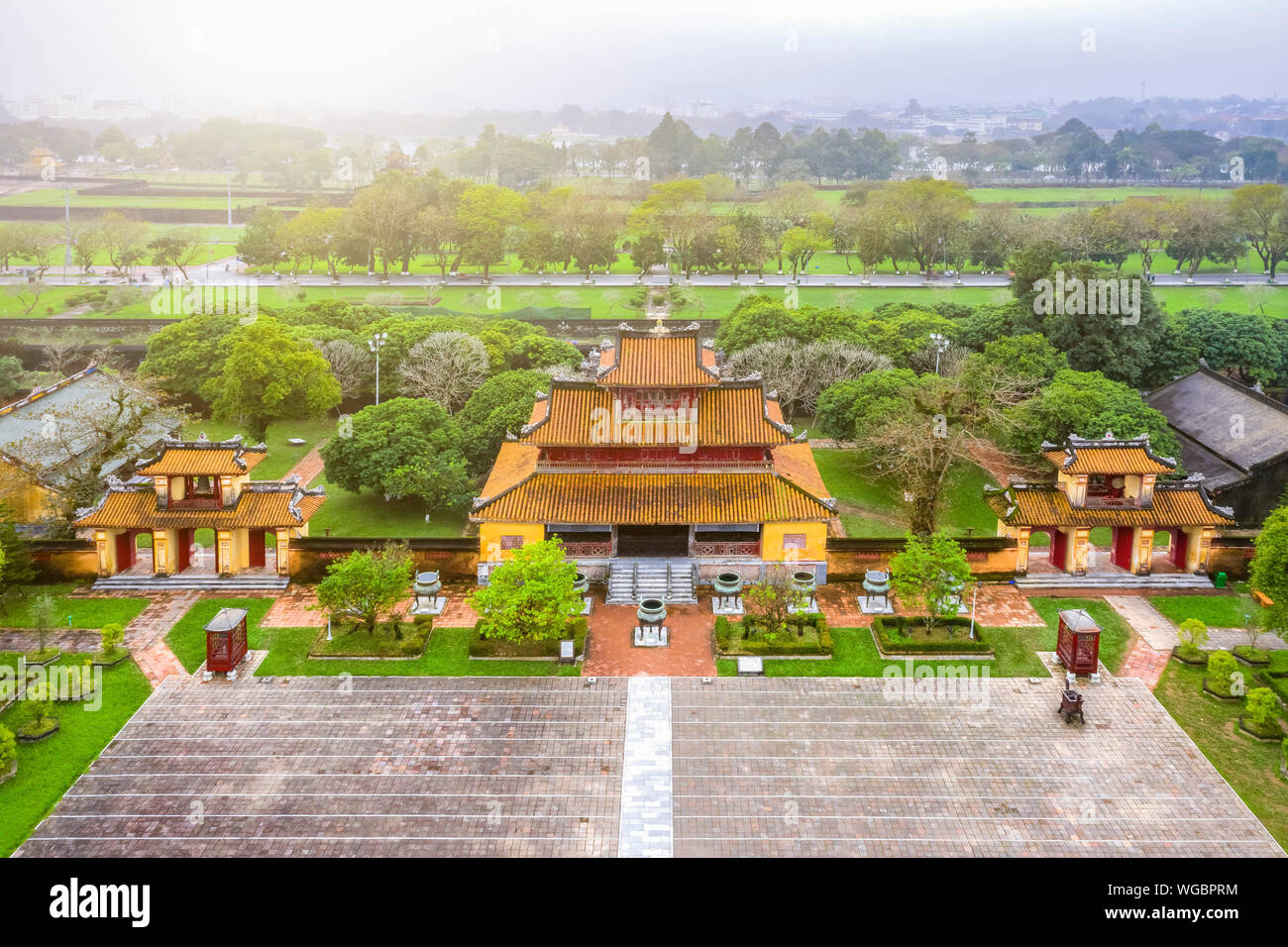 Farbton der Zitadelle. Imperial Royal Palast der Nguyen Dynastie in Hue, Vietnam. Ein Unesco Weltkulturerbe. Stockfoto