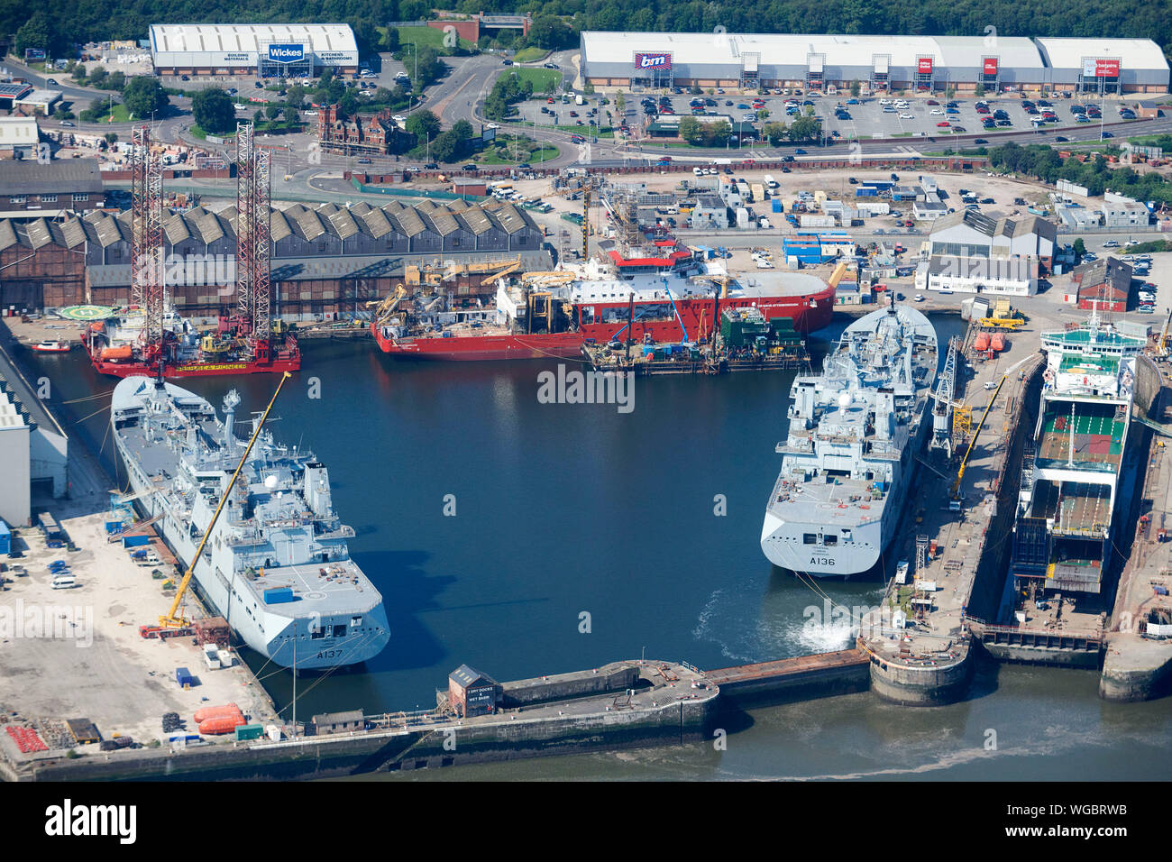 Die neue Polar Research Schiff, Sir David Attenborough im Bau in der Werft Cammell Laird, Birkenhead, Merseyside, North West England, Großbritannien Stockfoto