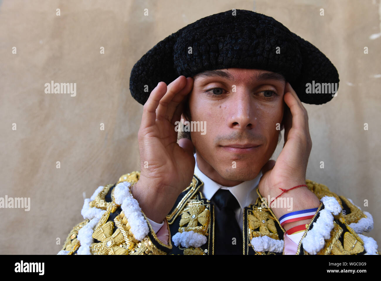 Almazan, Spanien. 31 Aug, 2019. Französische Matador, Sebastián Castella an der städtischen Stierkampfarena vor dem La Bajada de Jesús Festival in Guijuelo. Credit: SOPA Images Limited/Alamy Live News Credit: SOPA Images Limited/Alamy leben Nachrichten Stockfoto