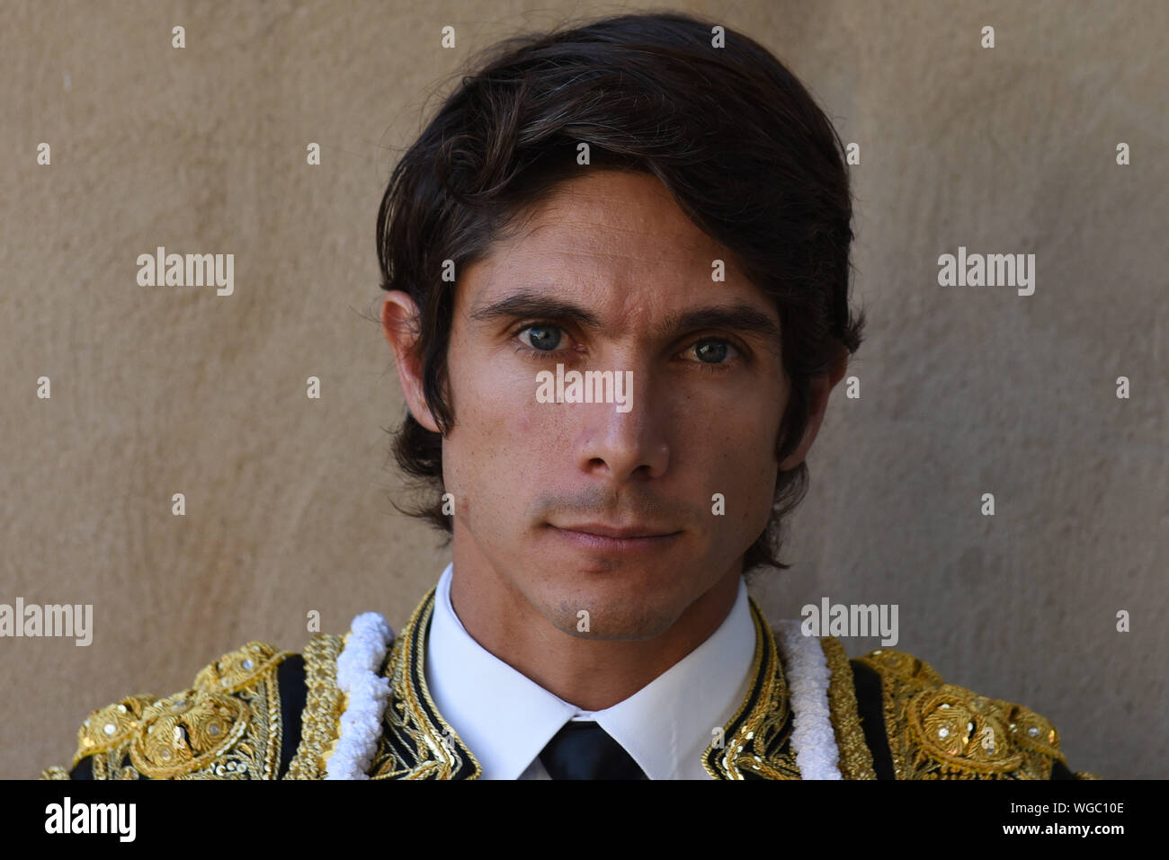 Almazan, Spanien. 31 Aug, 2019. Französische Matador, Sebastián Castella an der städtischen Stierkampfarena vor dem La Bajada de Jesús Festival in Guijuelo. Credit: SOPA Images Limited/Alamy Live News Credit: SOPA Images Limited/Alamy leben Nachrichten Stockfoto