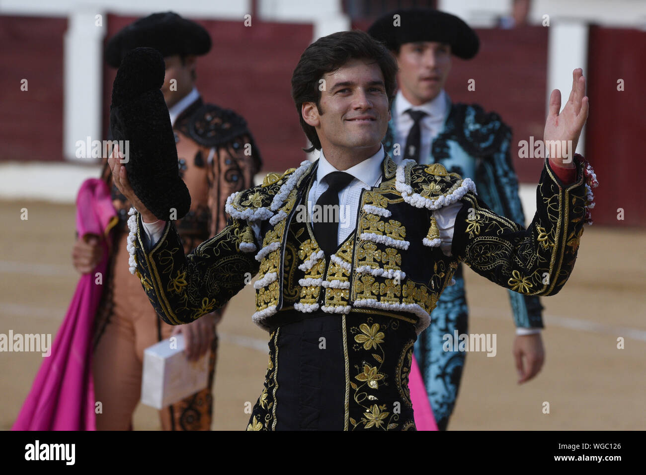 Almazan, Spanien. 31 Aug, 2019. Spanischen Matador, Jose Garrido am städtischen Stierkampfarena während des La Bajada de Jesús Festival in Guijuelo. Credit: SOPA Images Limited/Alamy Live News Credit: SOPA Images Limited/Alamy leben Nachrichten Stockfoto