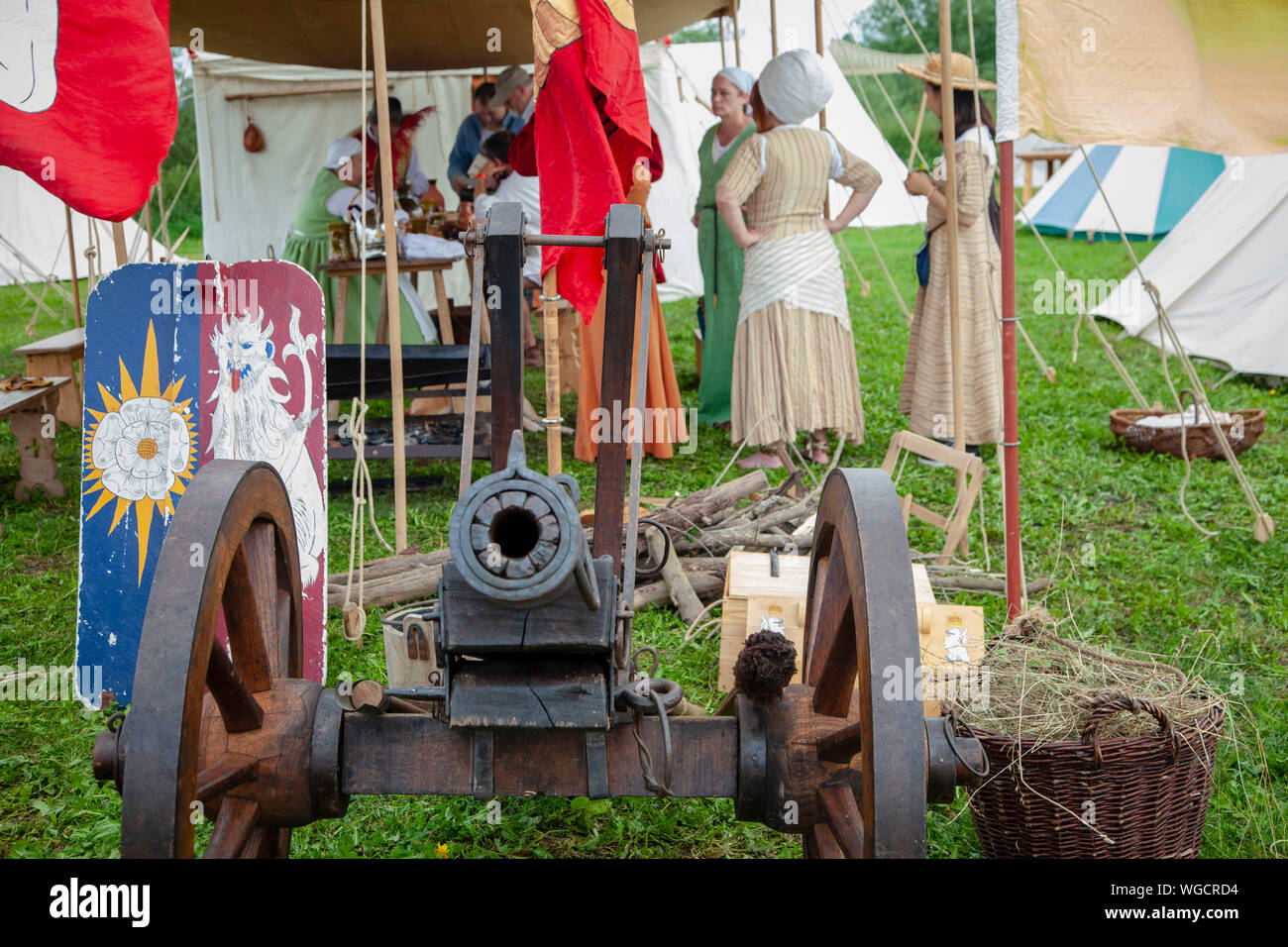 Mittelalterliche Canon-Tewkesbury Medieval Festival 2019 Stockfoto