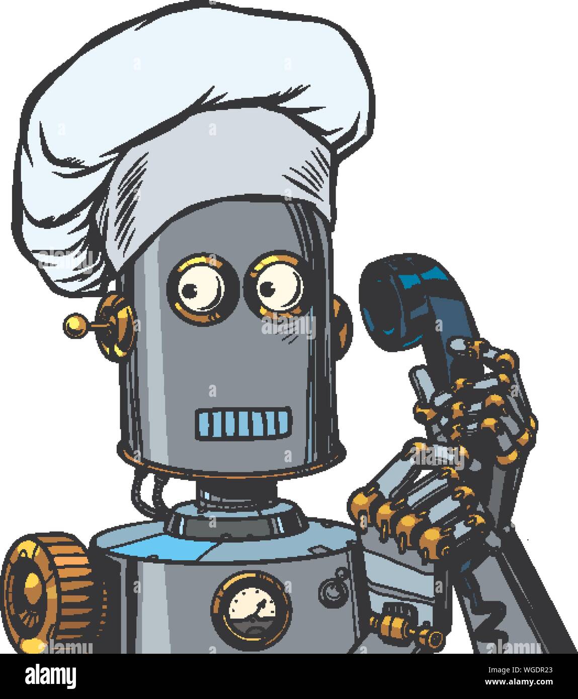 Der Roboter nimmt die Bestellung Menü kochen, essen. Pop Art retro Vektor illustration Zeichnung Stock Vektor