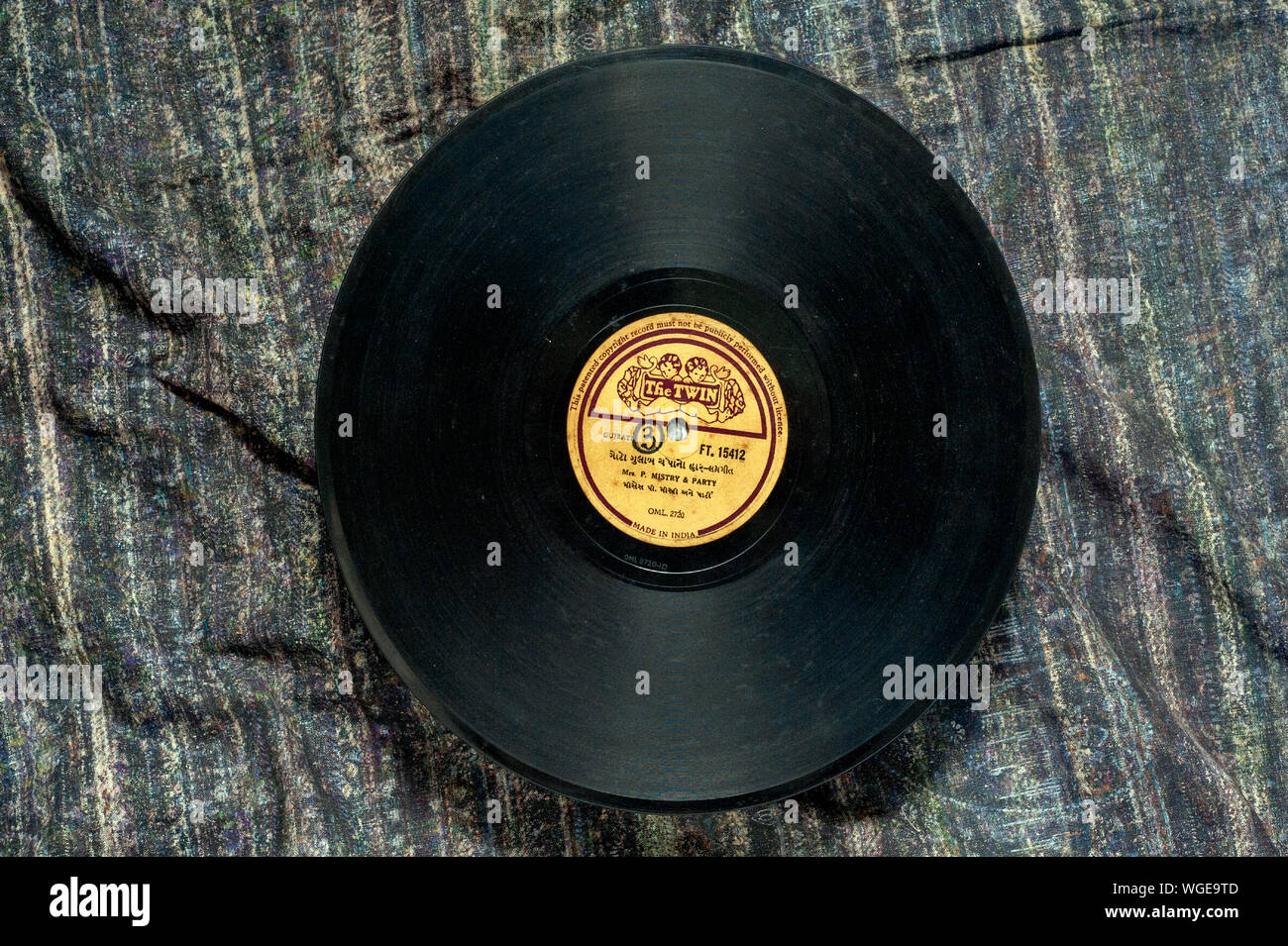 17 Mrz 2014 Vintage indischen Parsi Gujrati song Klassischen 78 RPM Records | Schallplatten Stockfoto