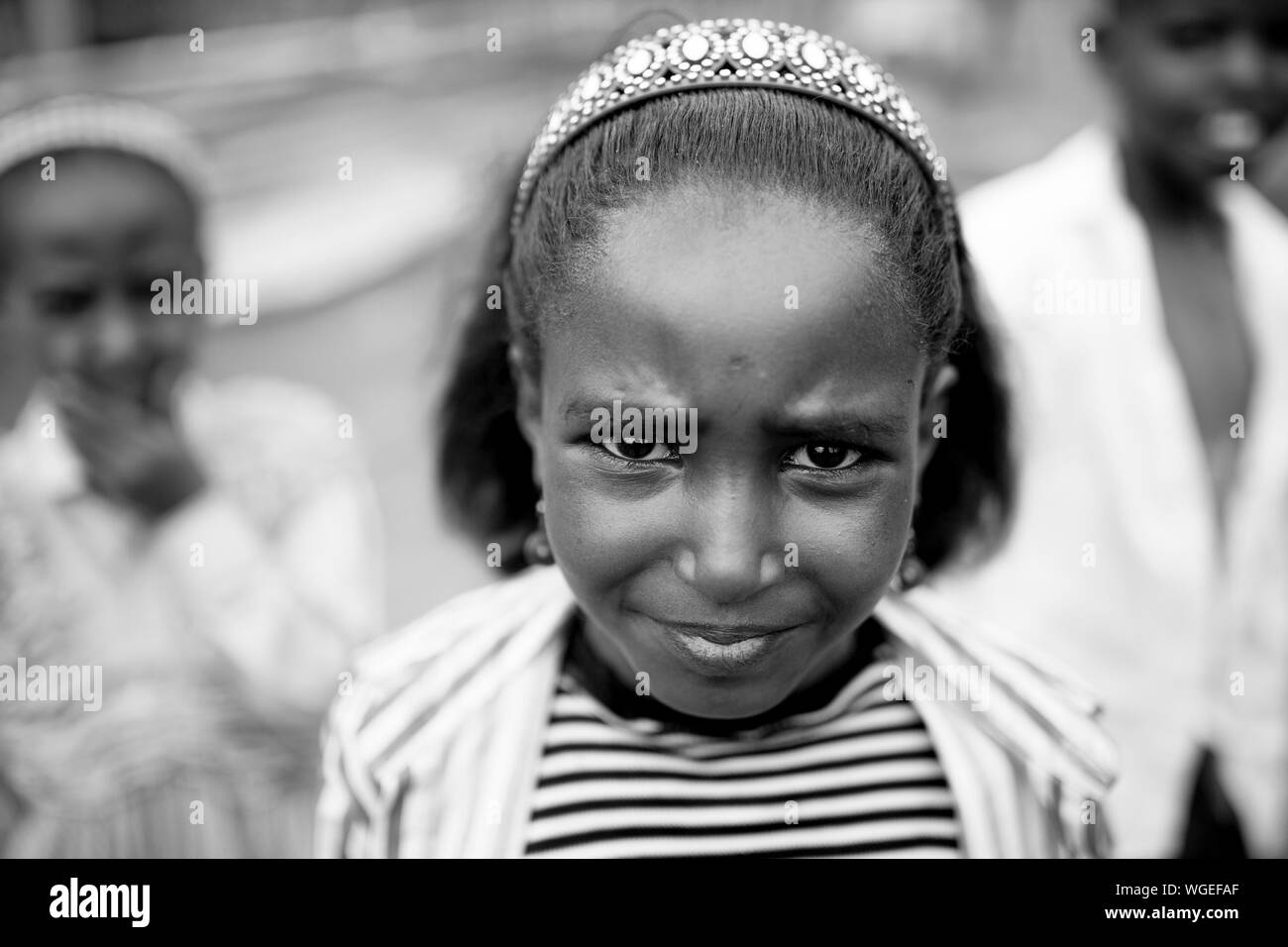 OROMIA, Äthiopien - April 20, 2015: Closeup Portrait eines nicht identifizierten Kind in der oromia Region Äthiopiens Stockfoto