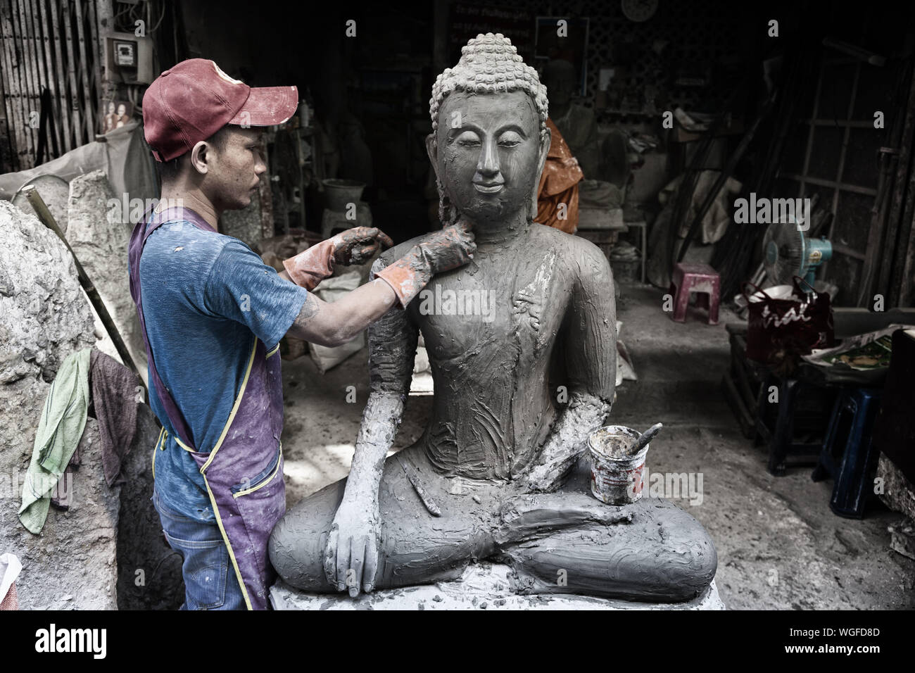 Buddha Workshop in Bangkok. Stockfoto