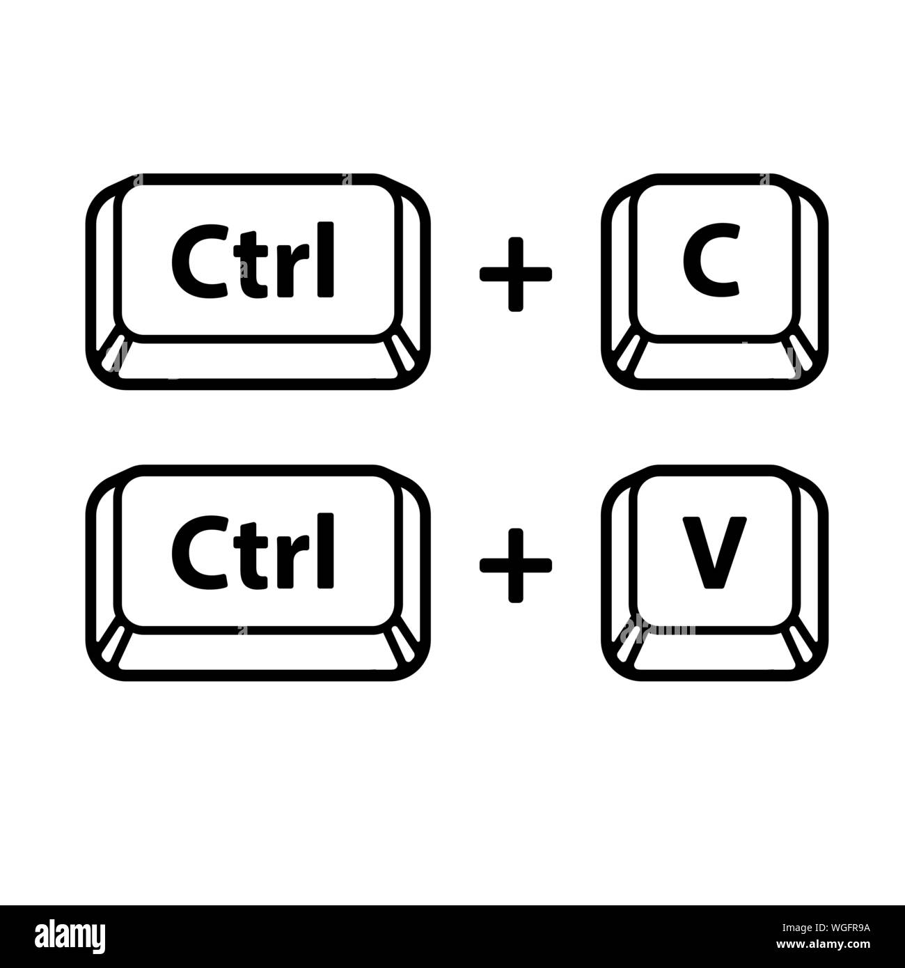 Strg C, Strg V Tastatur Tasten, Kopieren und Einfügen Tastenkombination.  Schwarz und Weiß computer Icons, Vector Illustration Stock-Vektorgrafik -  Alamy