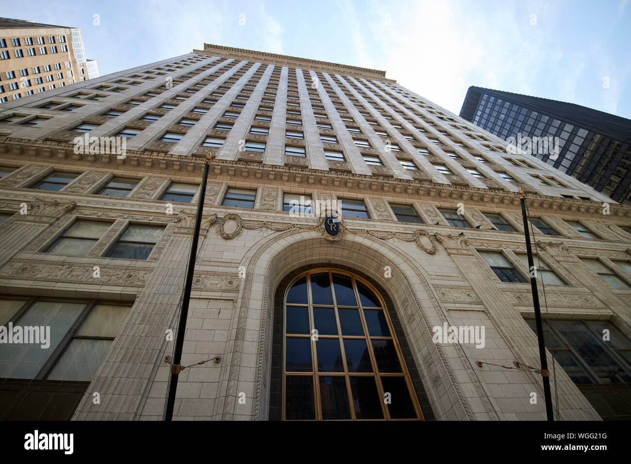 Eingang zum alten Republik Gebäude 307 North Michigan ehemalige Bell Gebäude Chicago Illinois Vereinigte Staaten von Amerika Stockfoto